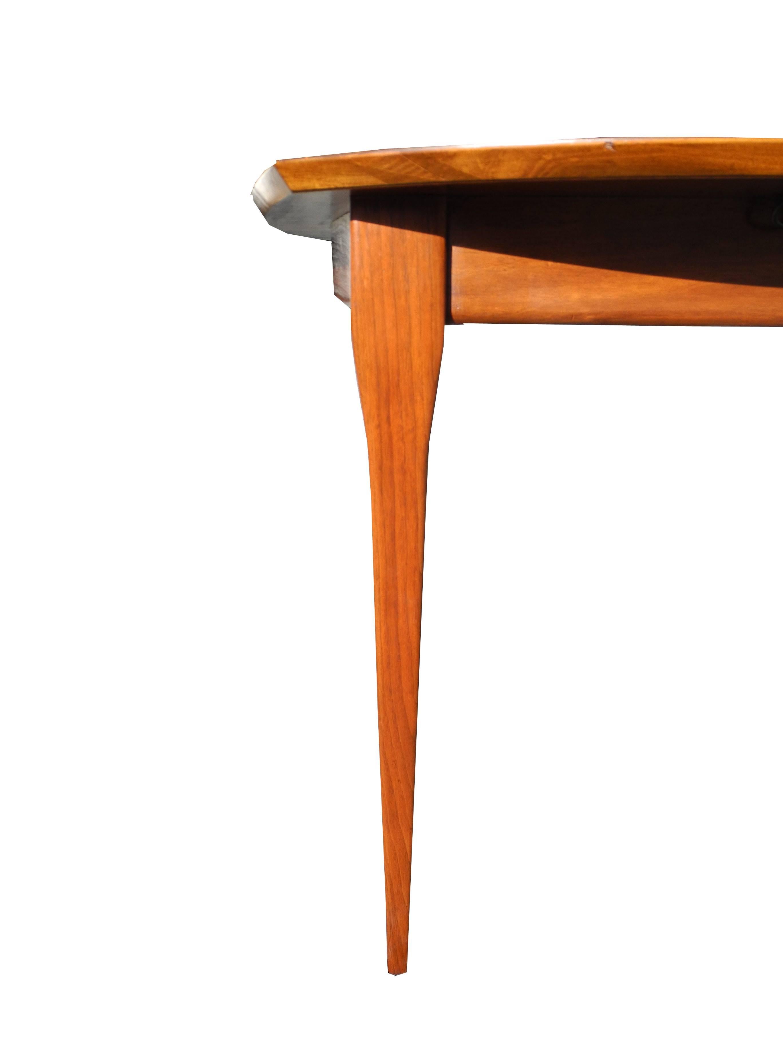 Modern Three-Leaf Block Mottle Walnut Dining Table by Bertha Schaefer, 1950s For Sale 1