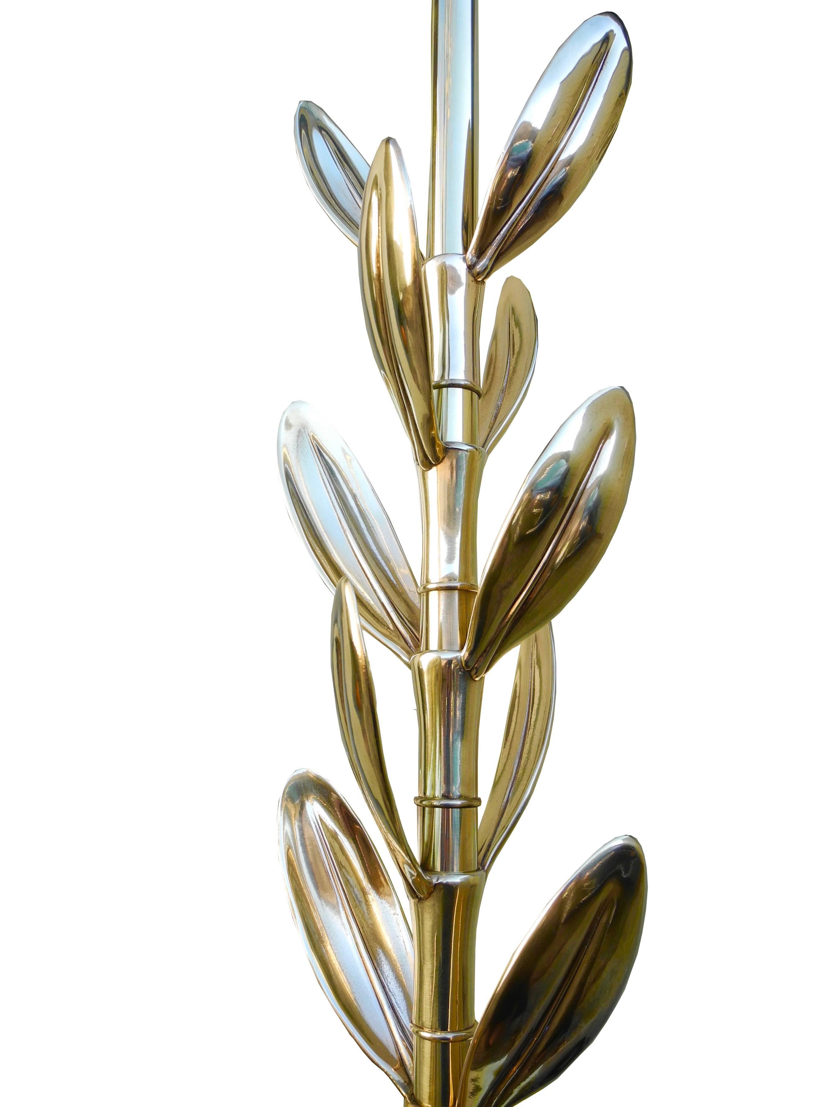 American Mid-Century Modern Brass Sedum Leaf Table Lamp by Stiffel For Sale