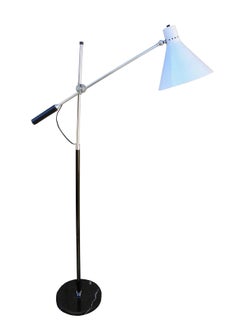 Modern One-Arm Chrome and Marble Floor Lamp, Casey Fantin for Raymour