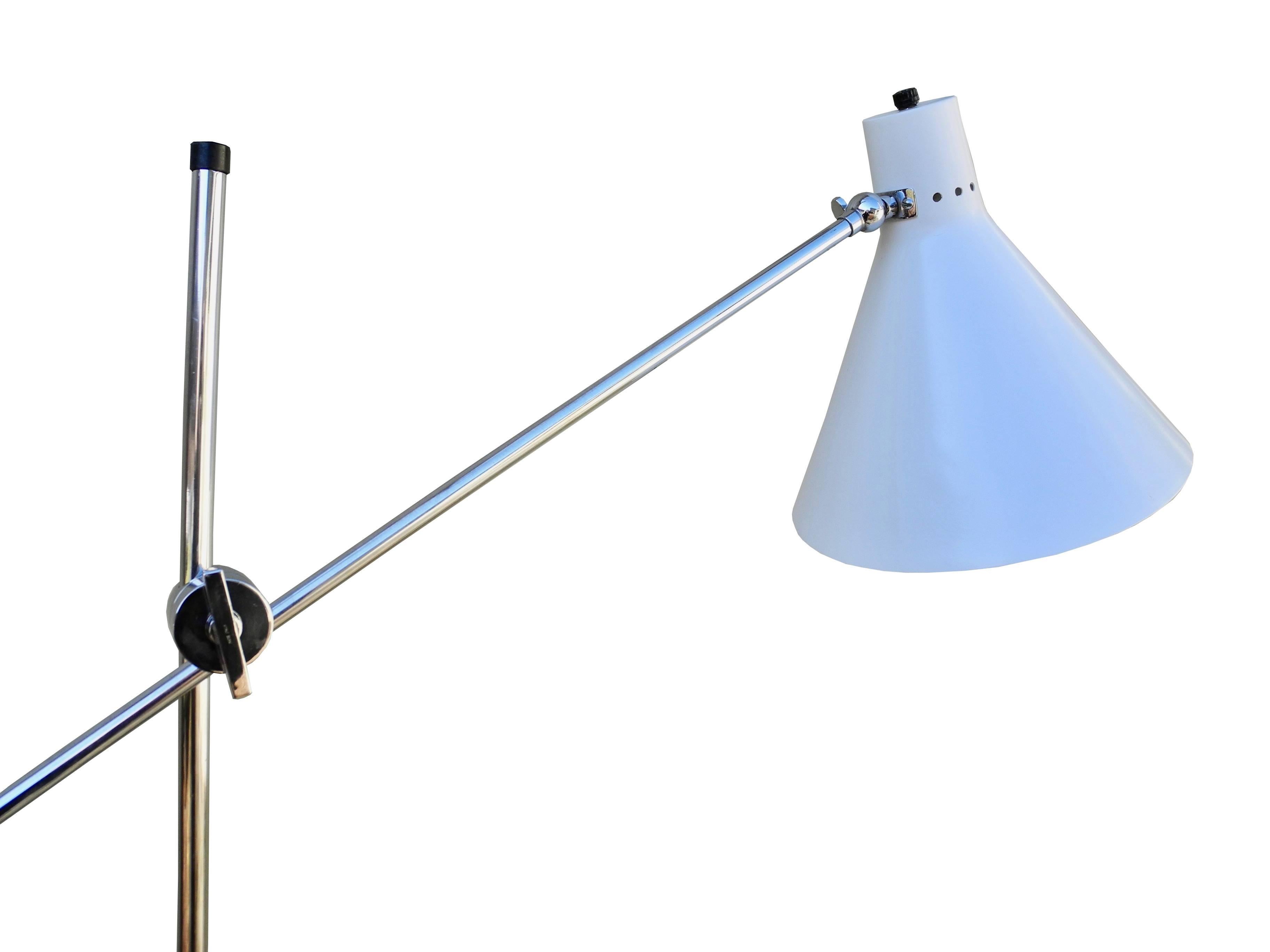 Italian Modern One-Arm Chrome and Marble Floor Lamp, Casey Fantin for Raymour For Sale