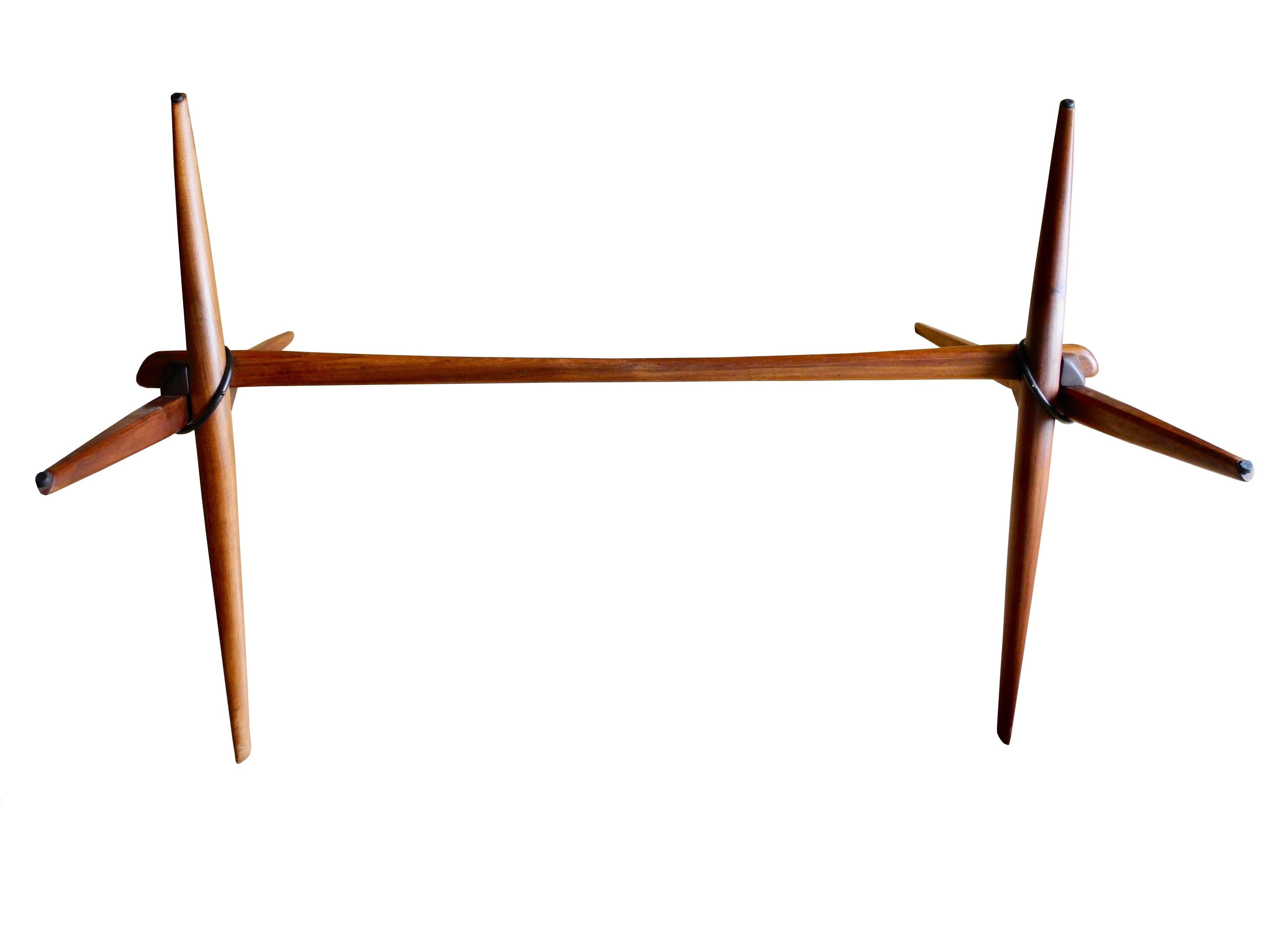 Mid-Century Modern Modern Sculptural Solid Walnut and Glass Coffee Table by Guy Barker