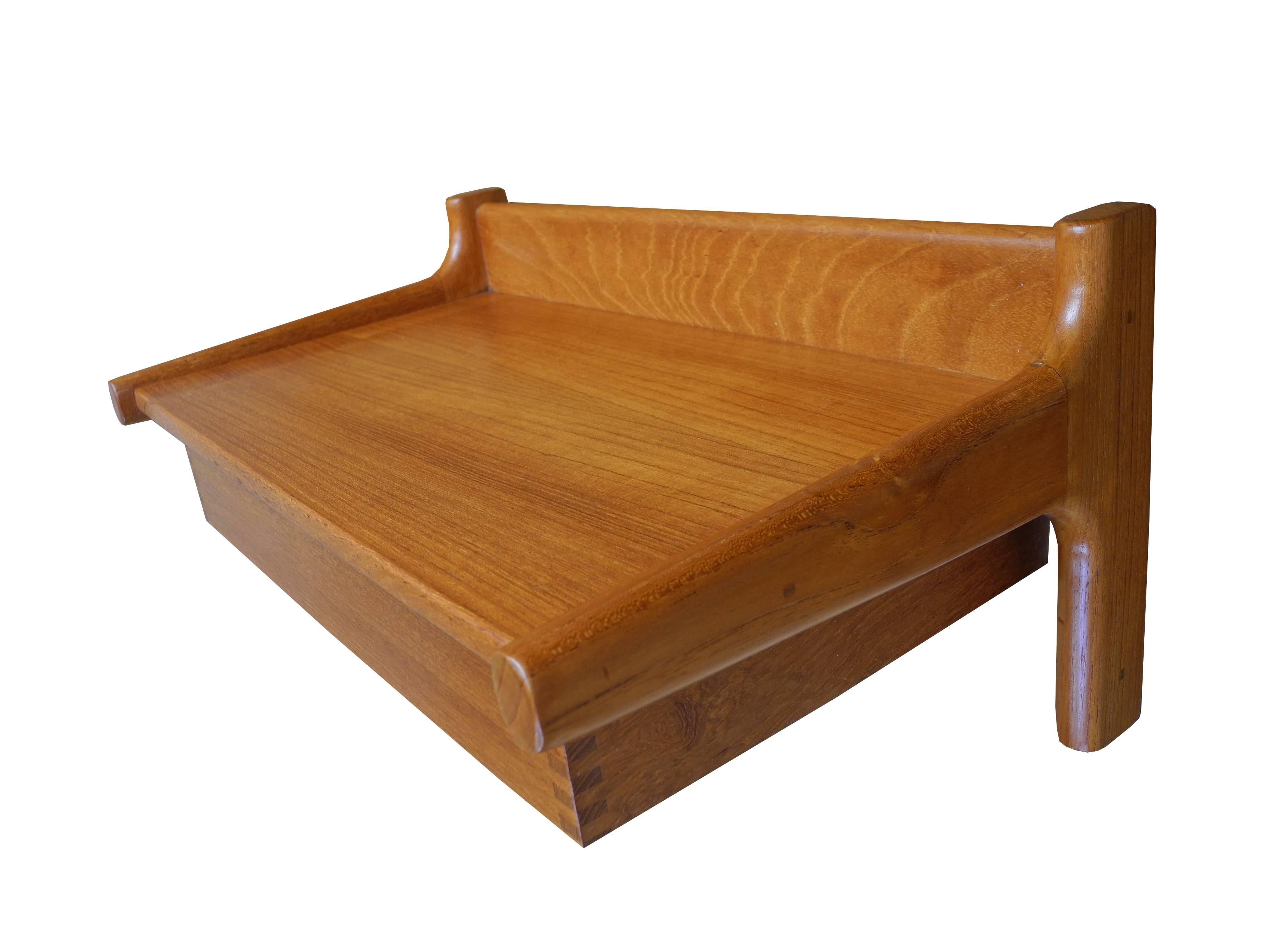 Danish-Modern Teak Floating Bedside Shelf and Drawer by Børge Mogensen In Good Condition In Hudson, NY