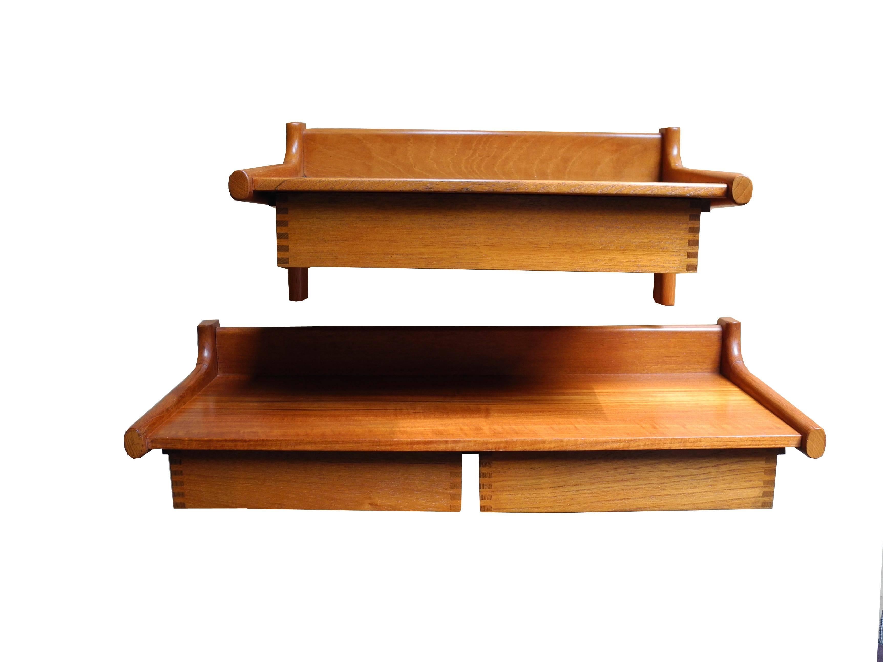 Danish-Modern Teak Floating Bedside Shelf and Drawer by Børge Mogensen 1