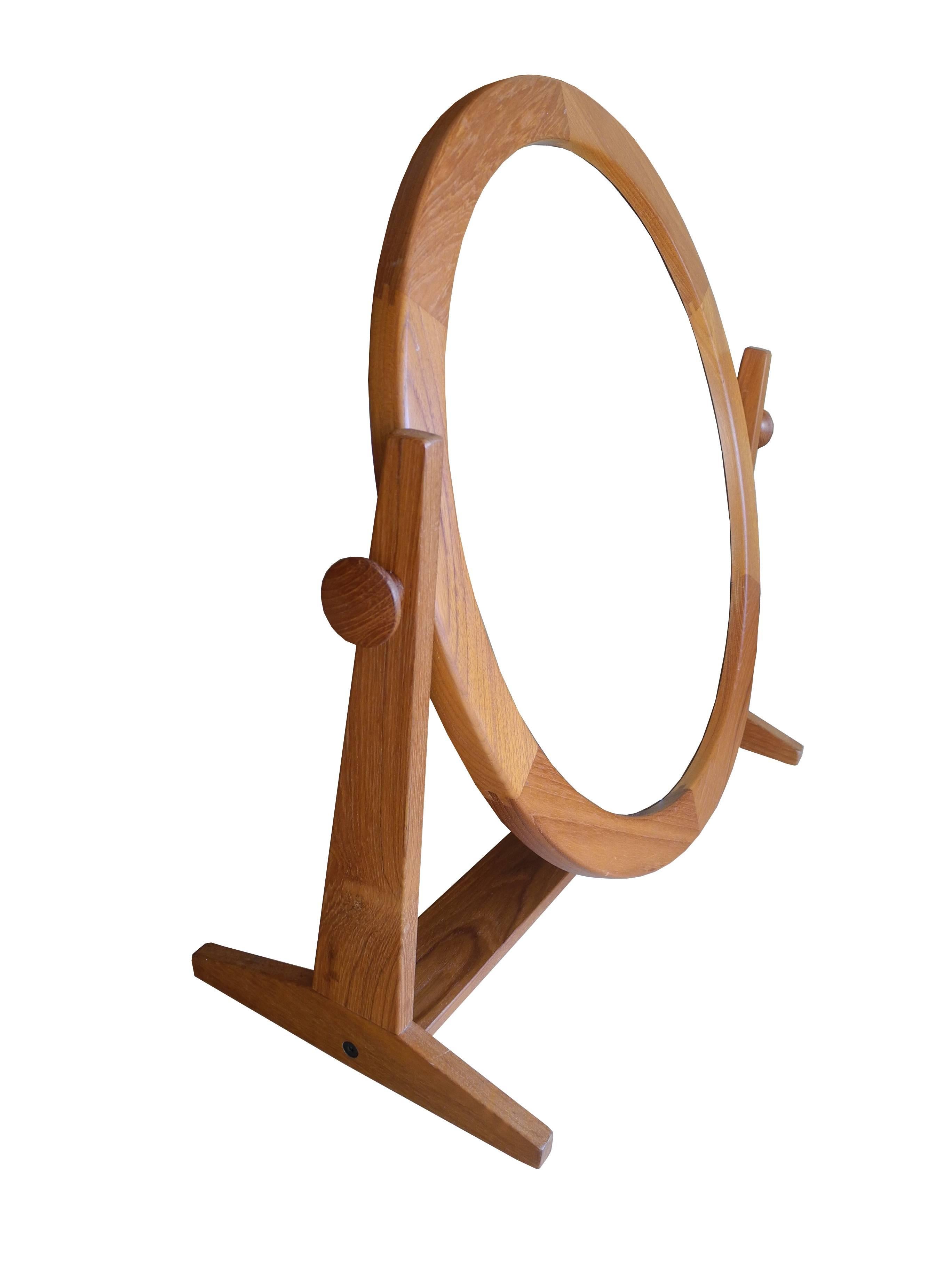 20th Century Danish Modern Tilting Teak Table Mirror by Pedersen & Hansen, 1960s For Sale