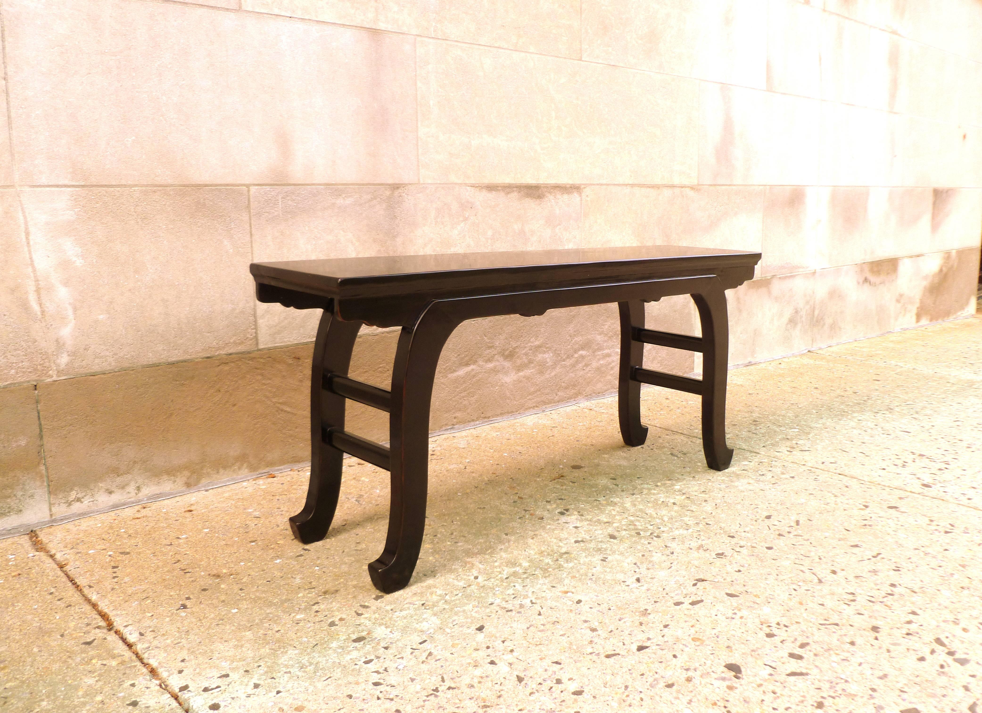 Early 20th Century Fine Black Lacquer Bench