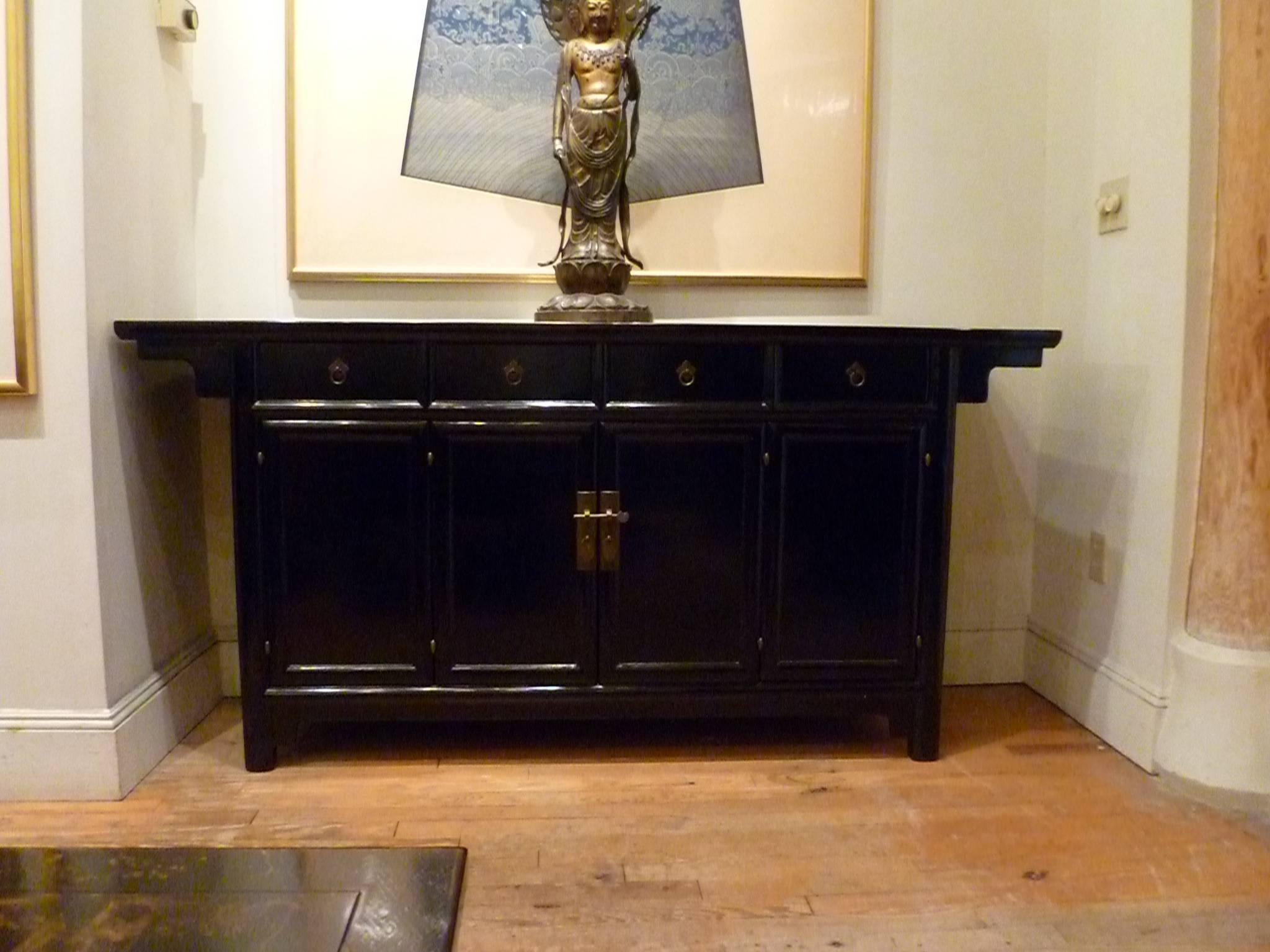 Ming Refined Black Lacquer Sideboard
