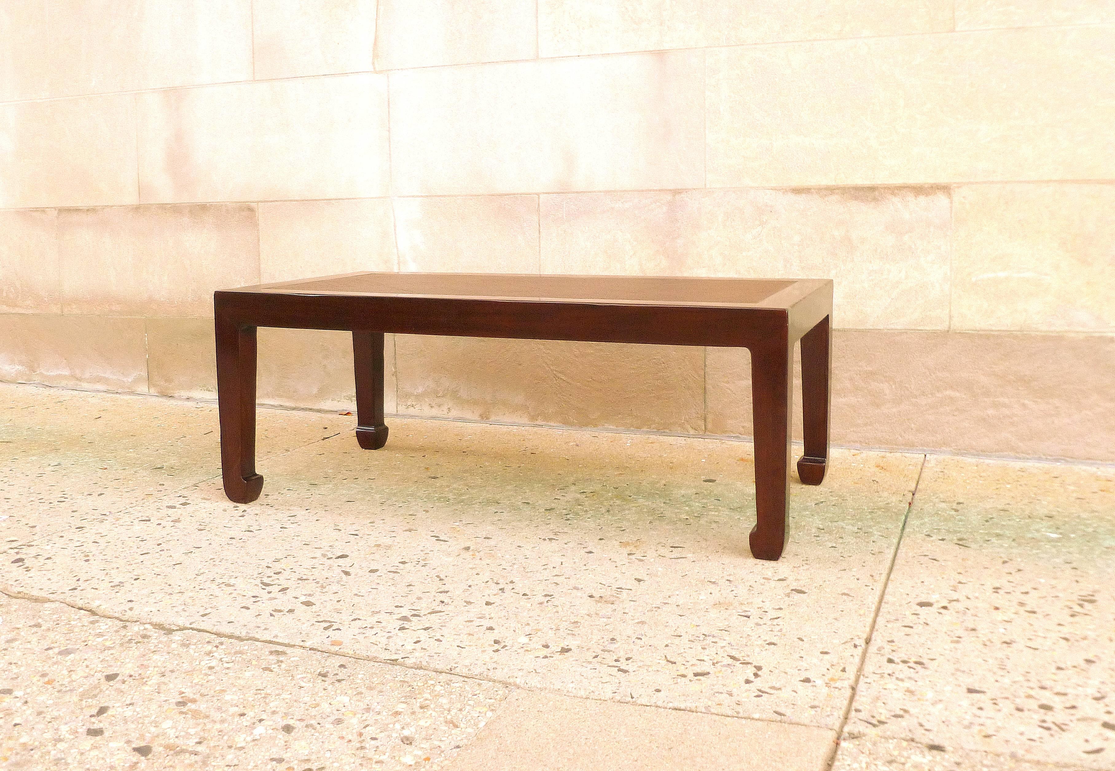 Ming Elegant Rectangular Low Table with Cane Top