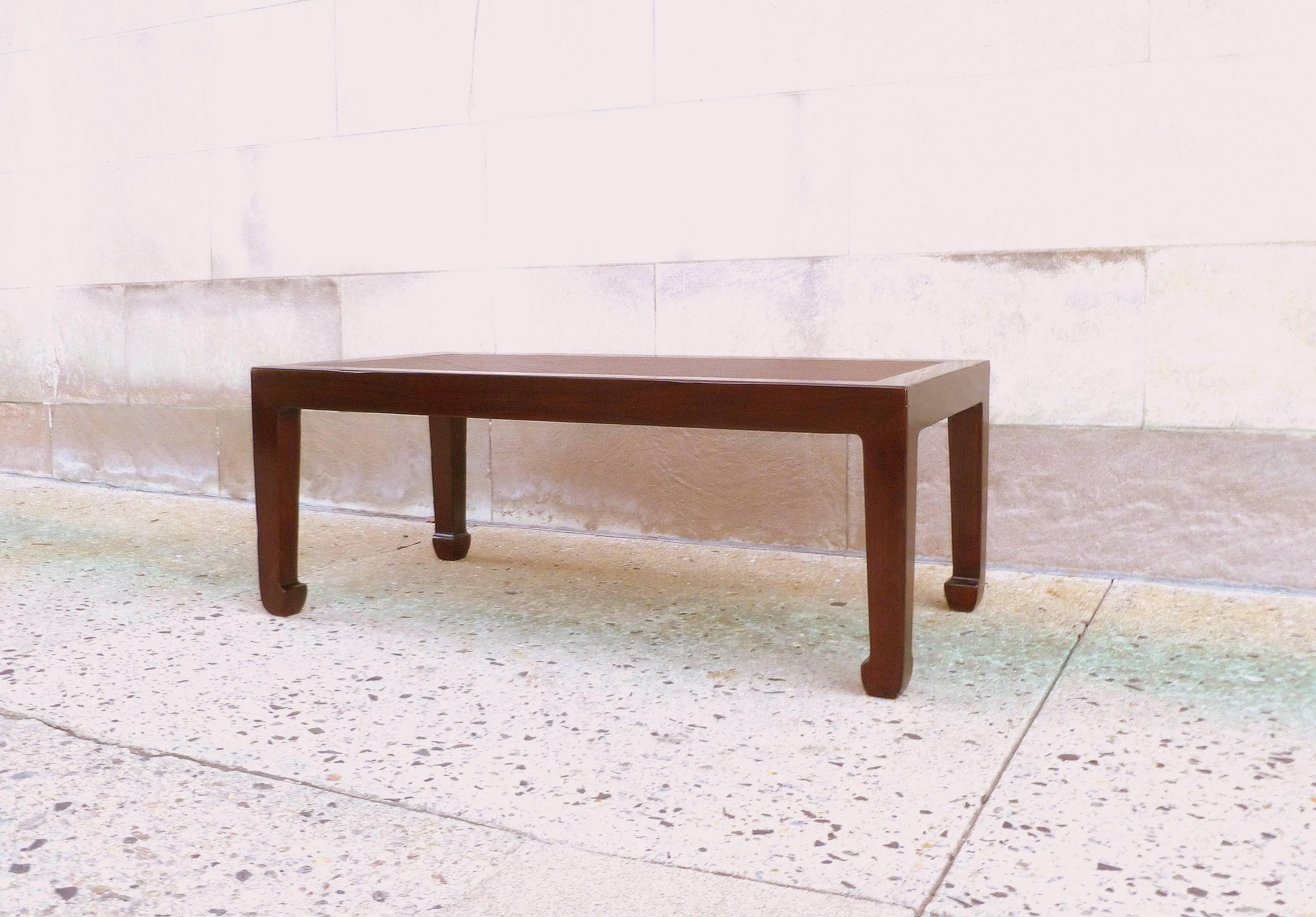 Chinese Elegant Rectangular Low Table with Cane Top