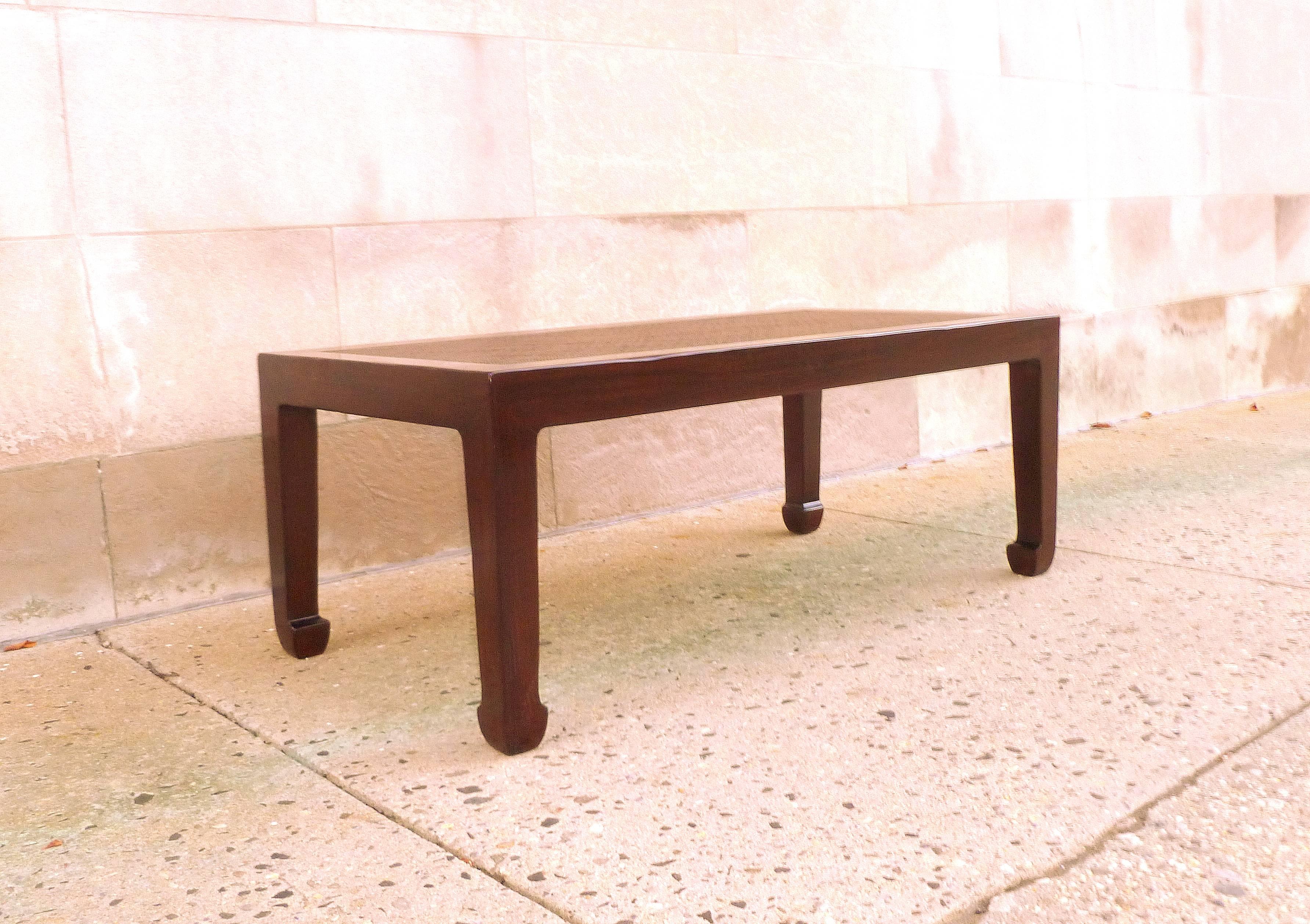 Elegant Rectangular Low Table with Cane Top 1