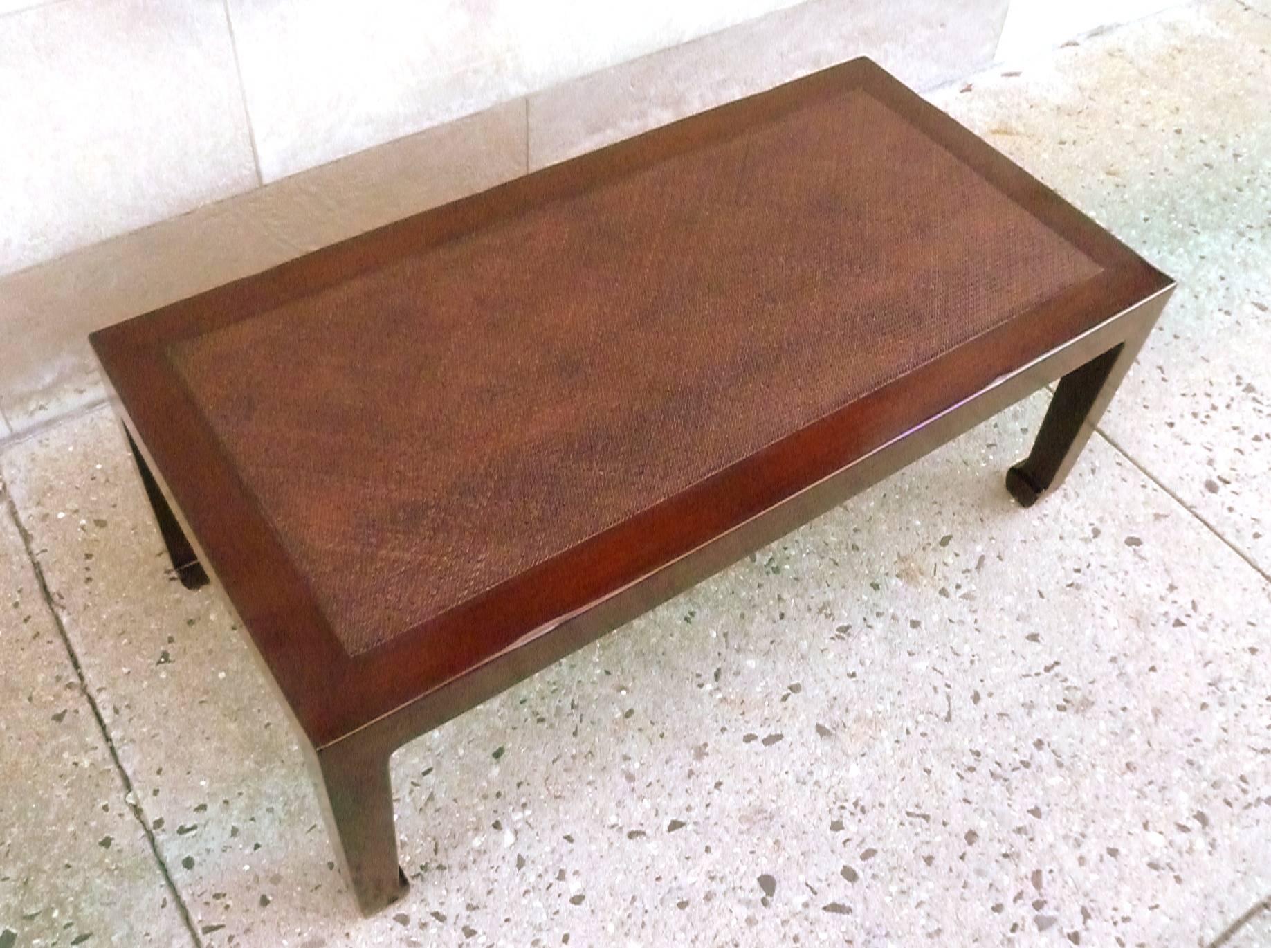 Elegant Rectangular Low Table with Cane Top 2