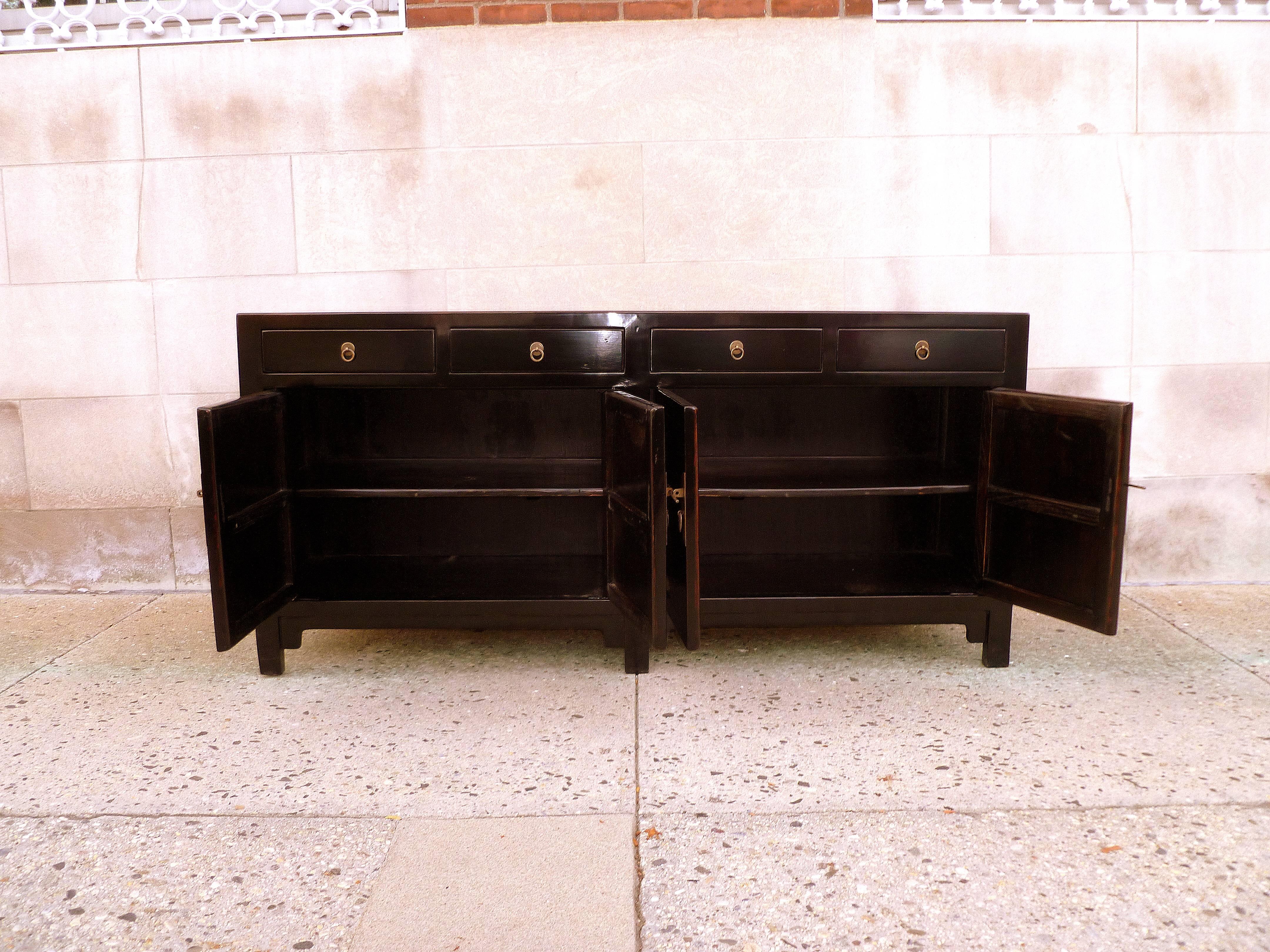 Early 20th Century Fine Black Lacquer Sideboard