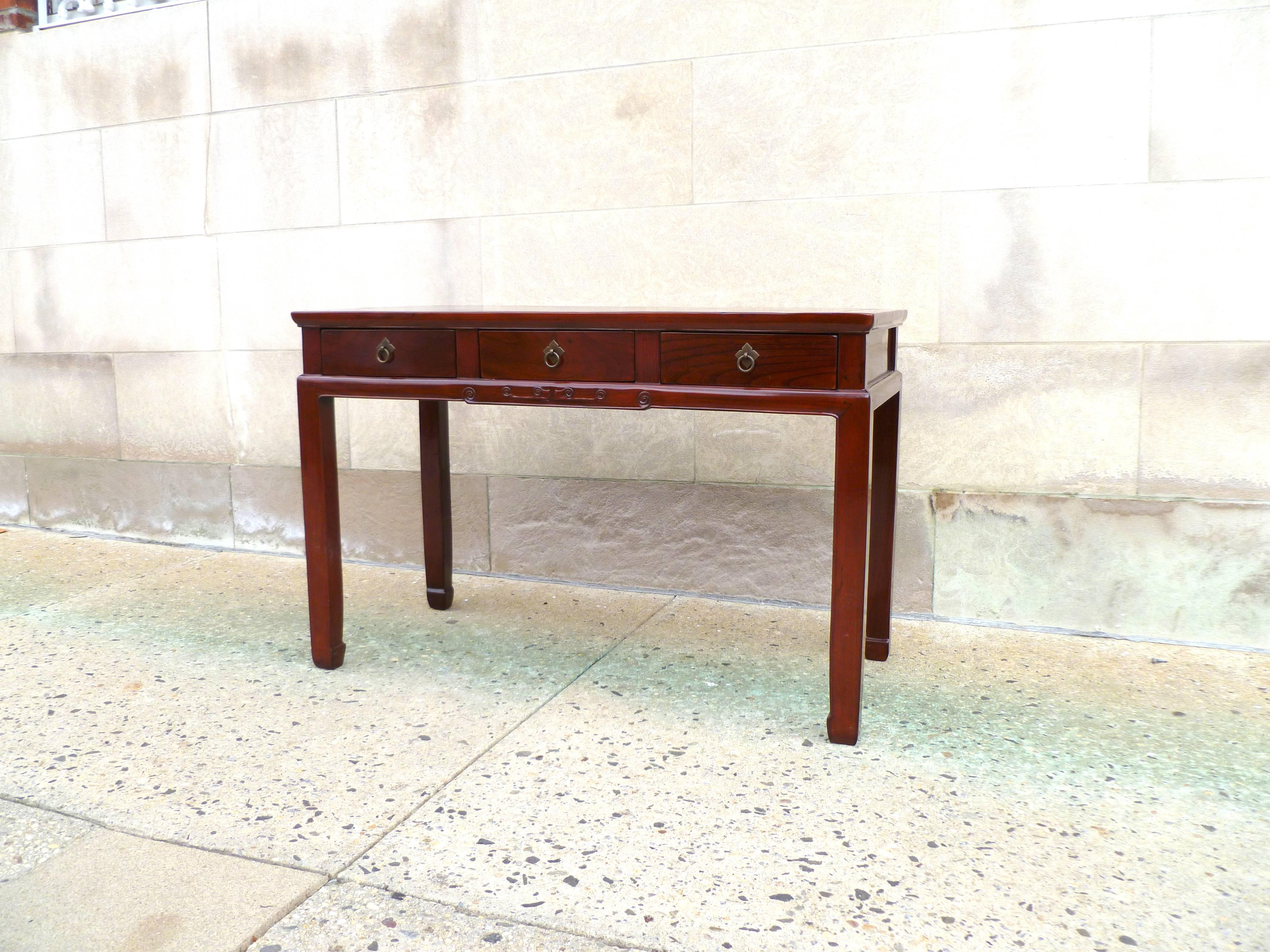 Polished Fine Jumu Console Table or Desk with Drawers