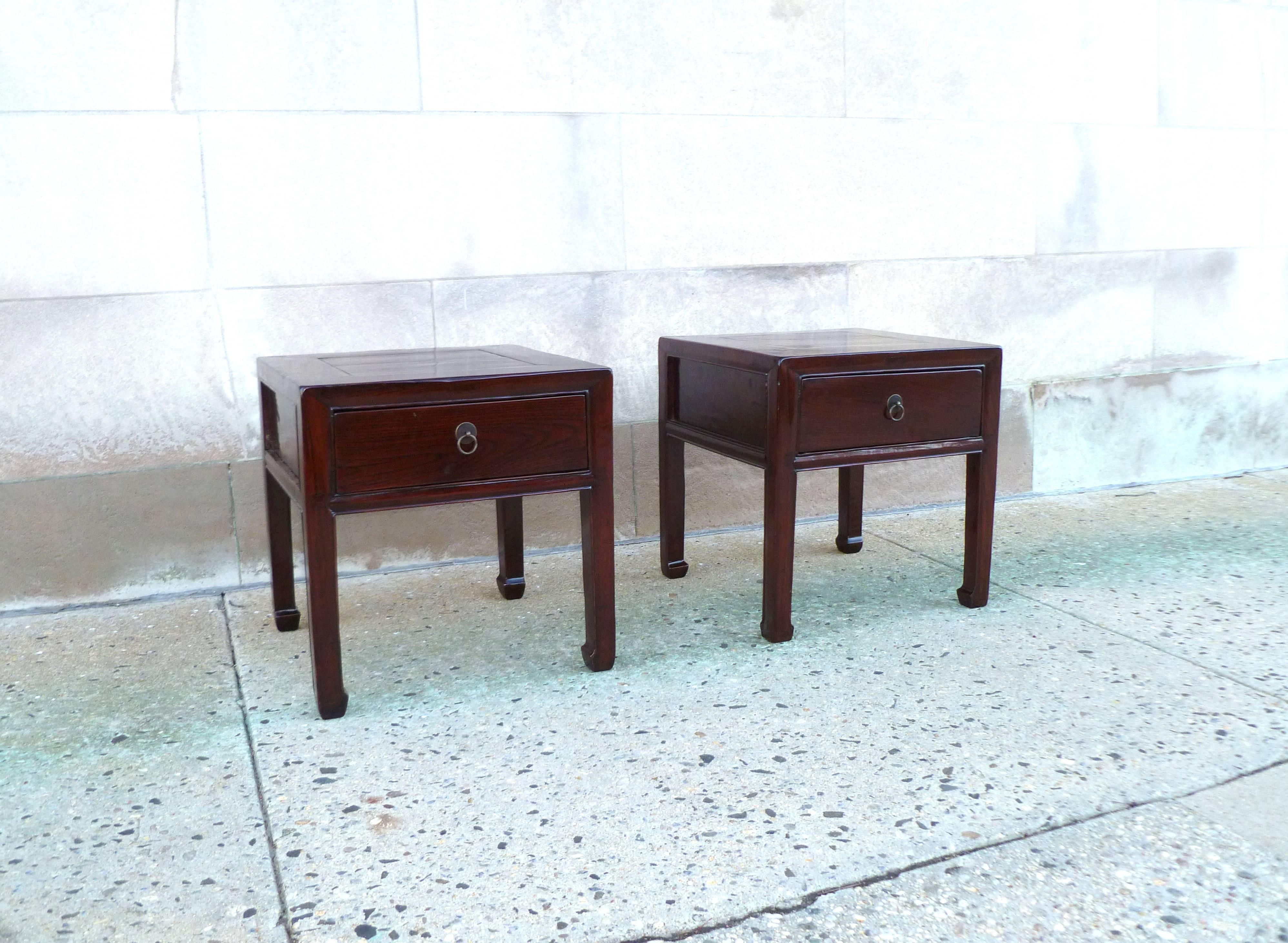 Chinese Fine Jumu End Tables with Drawers
