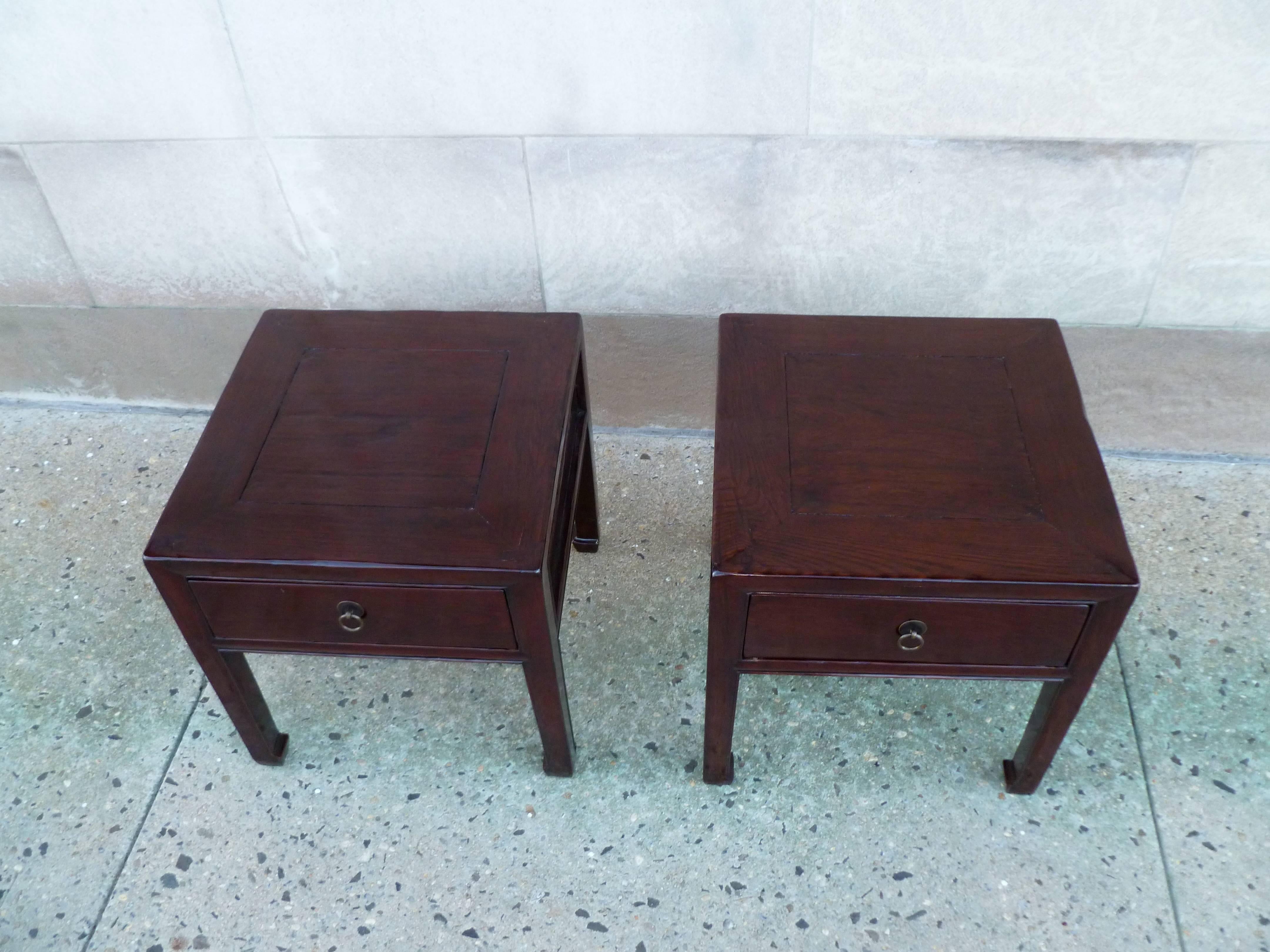 Polished Fine Jumu End Tables with Drawers