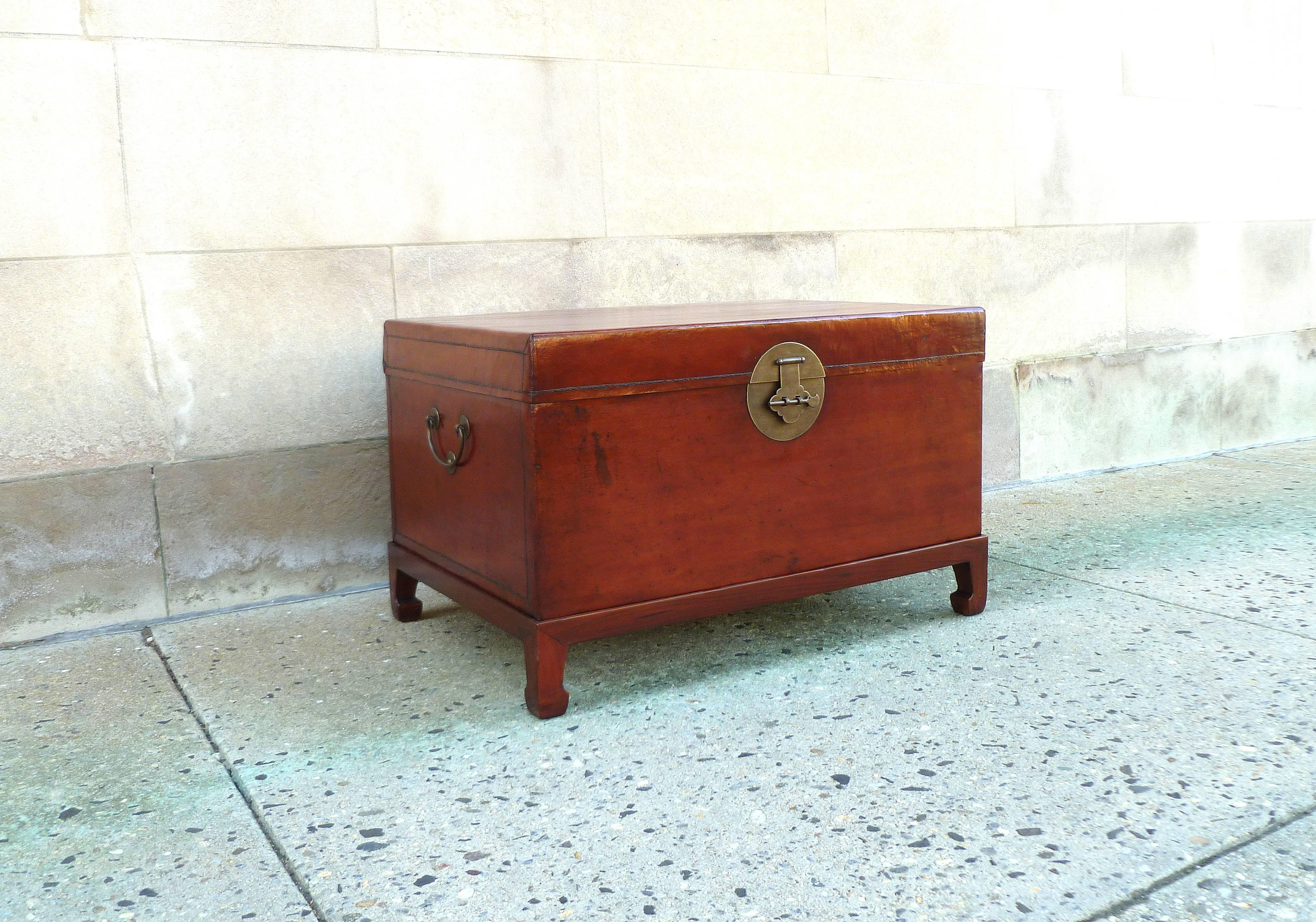 Polished Fine Leather Trunk on Stand