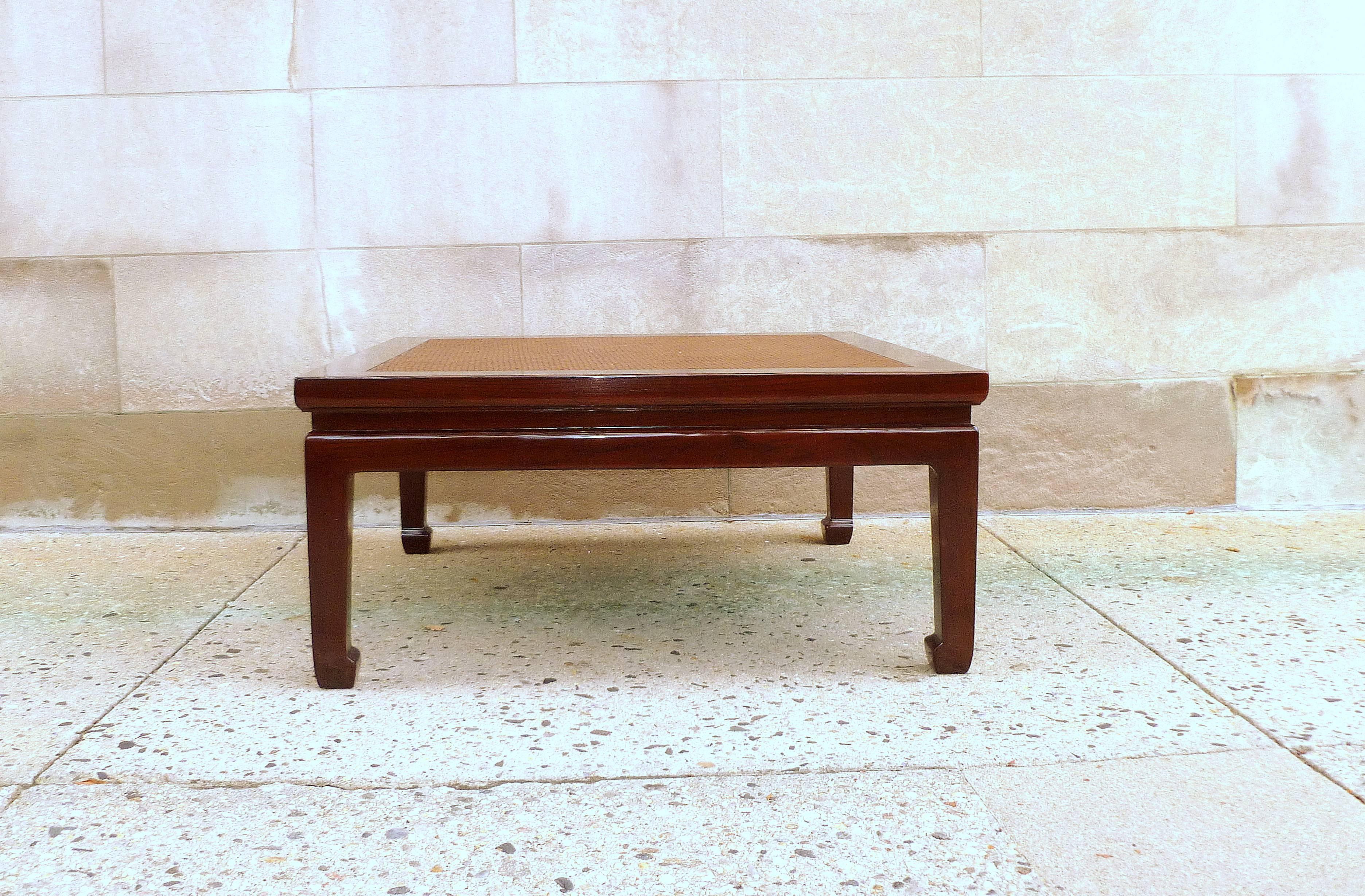 Fine jumu wood low table, canned top with straight legs.  We carry fine quality furniture with elegant finished and has been appeared many times in 