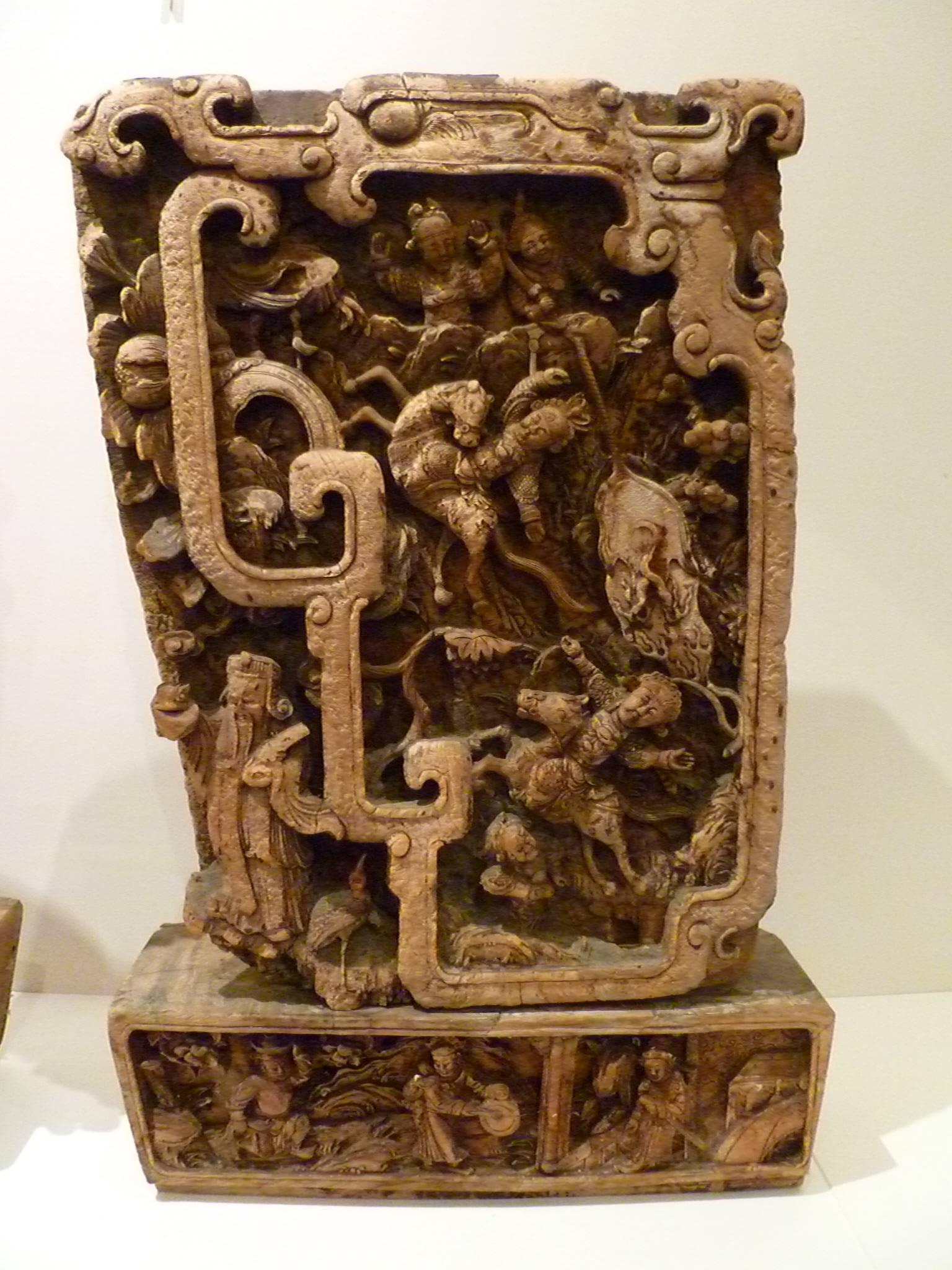 Sculpté Paire de panneaux de sculpture de la dynastie Qing en architecture en vente