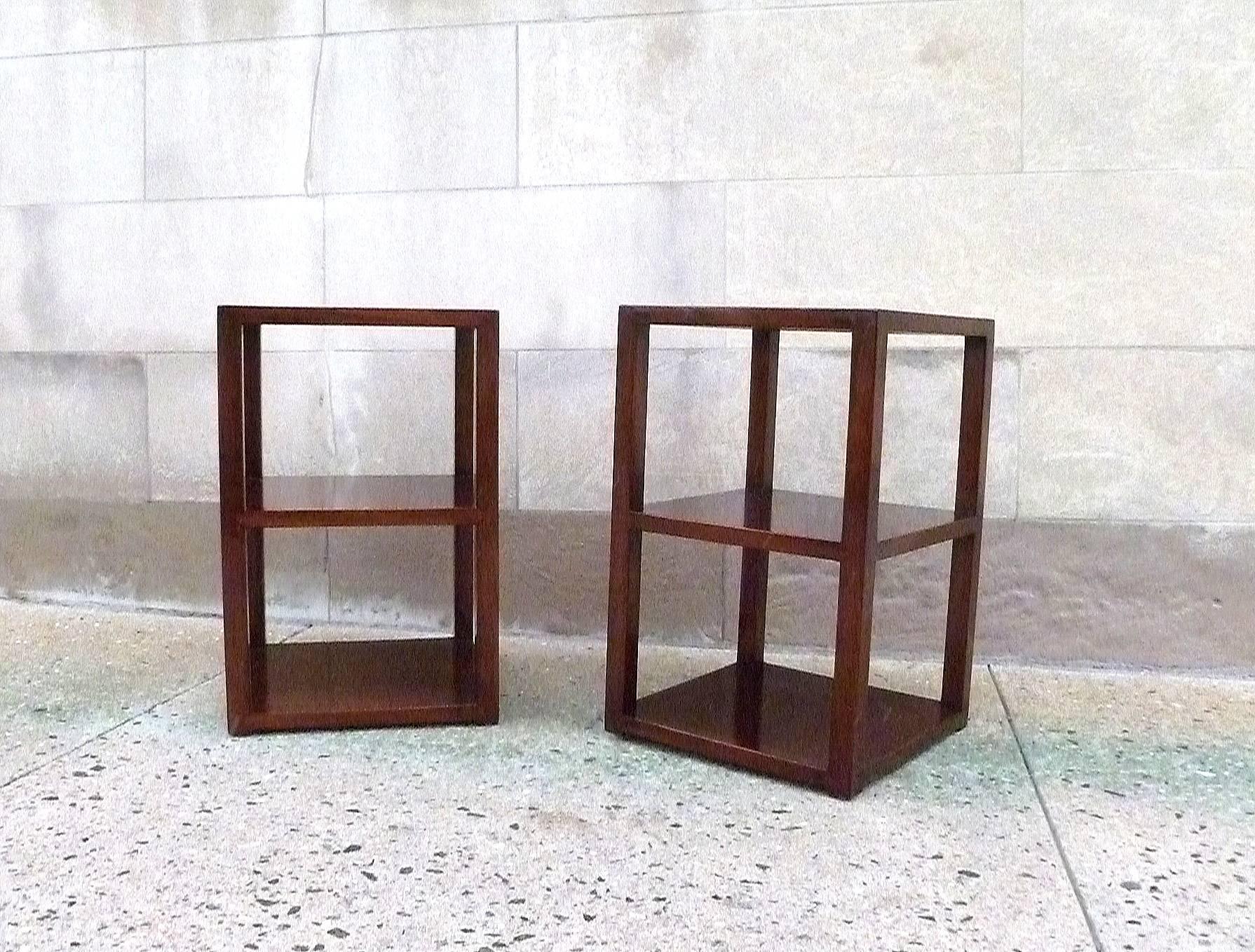 Wood Pair of Fine Jumu End Tables 