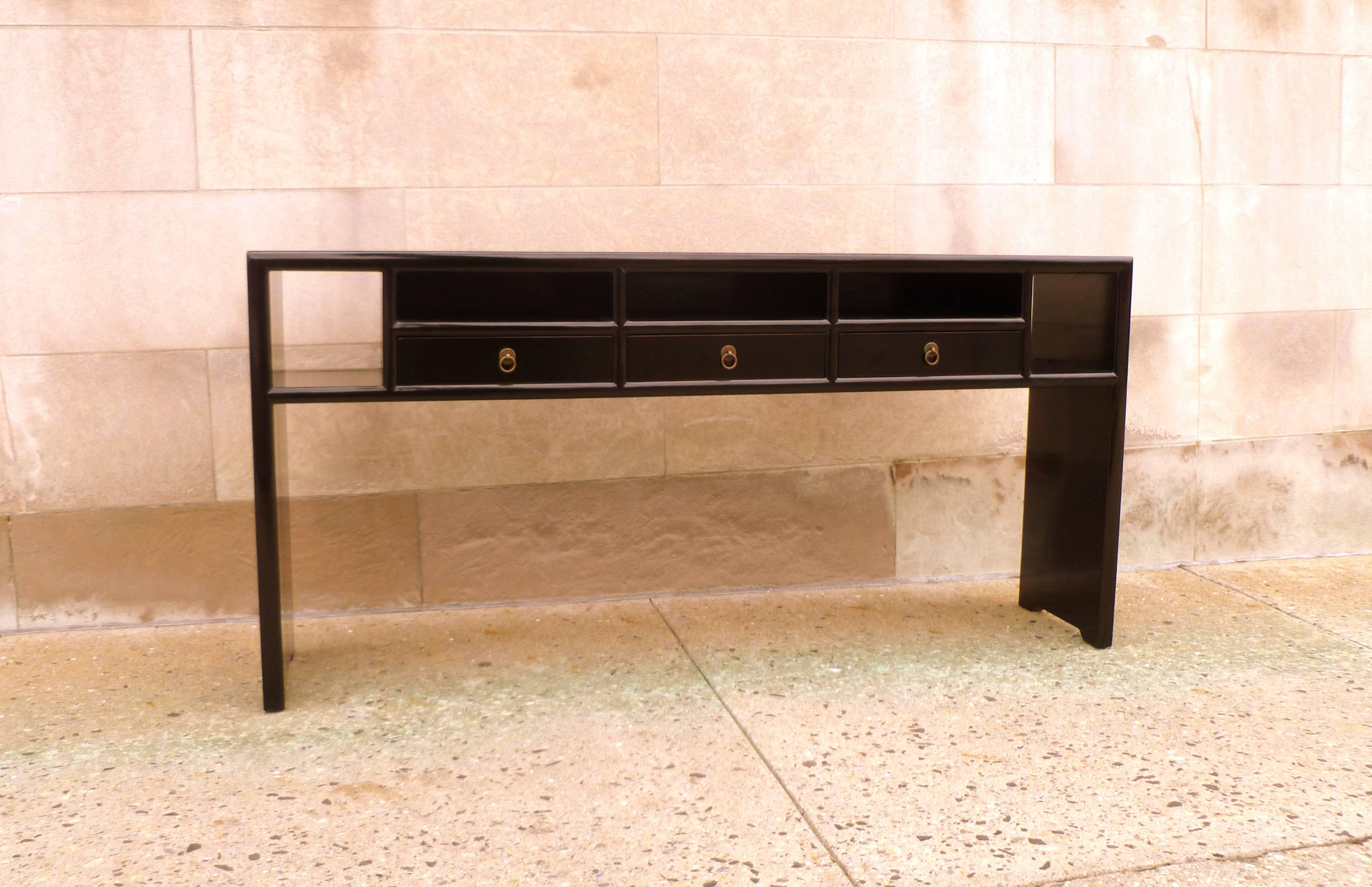 Fine Black Lacquer Console Table  In Excellent Condition In Greenwich, CT