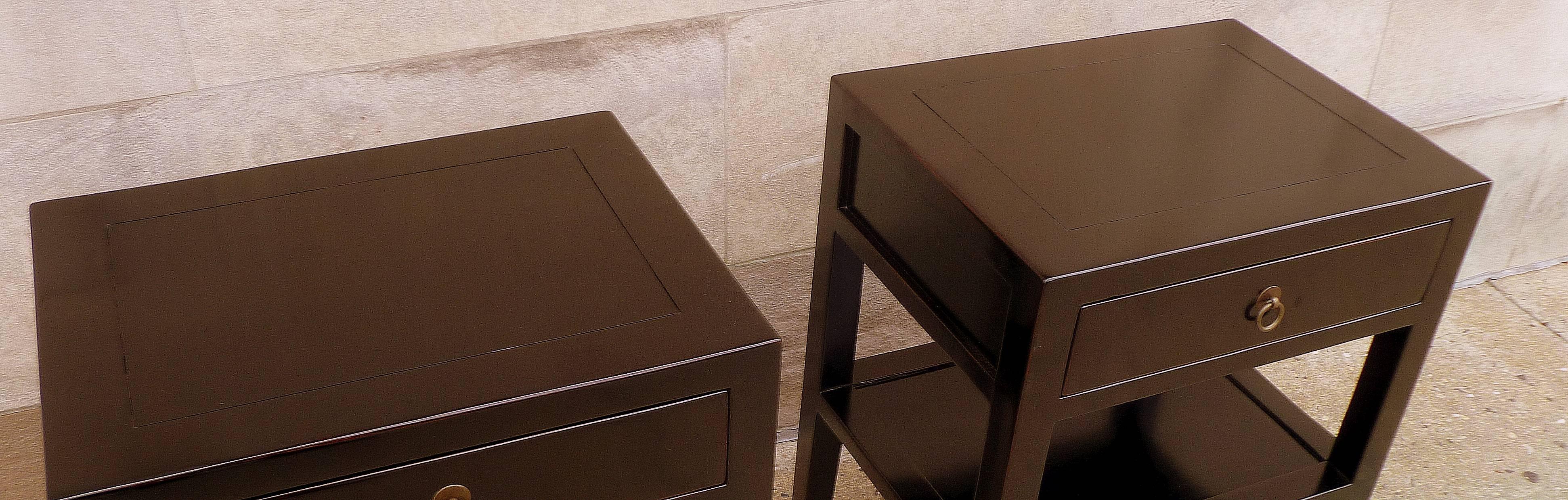 Pair of Fine Black Lacquer End Tables 1