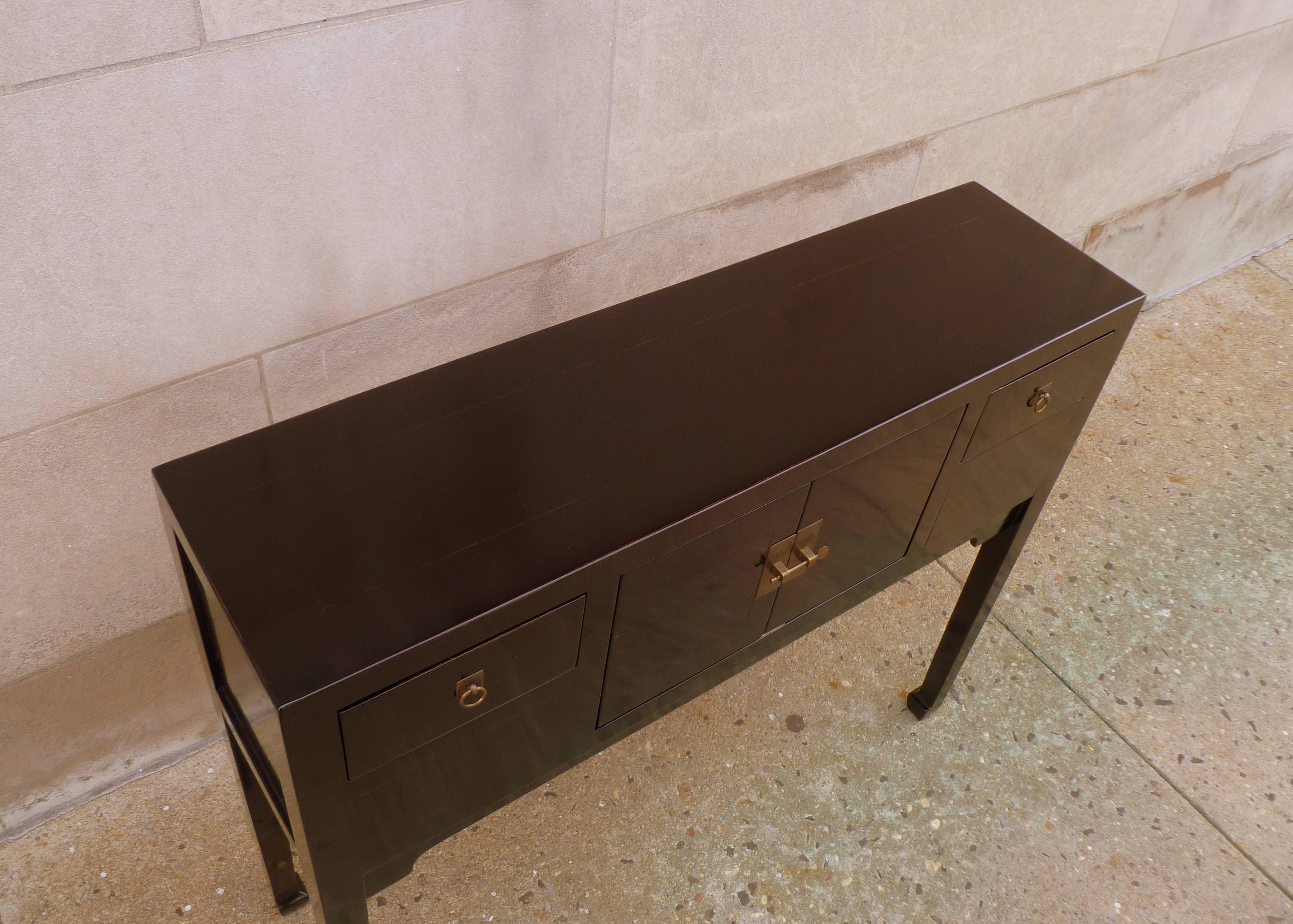 Early 20th Century Fine Black Lacquer Console Table