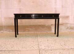 Fine Black Lacquer Console Table with Drawers