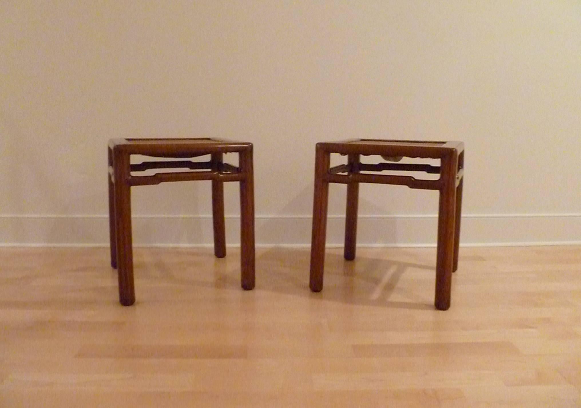 Wood Pair of Fine Jumu End Tables