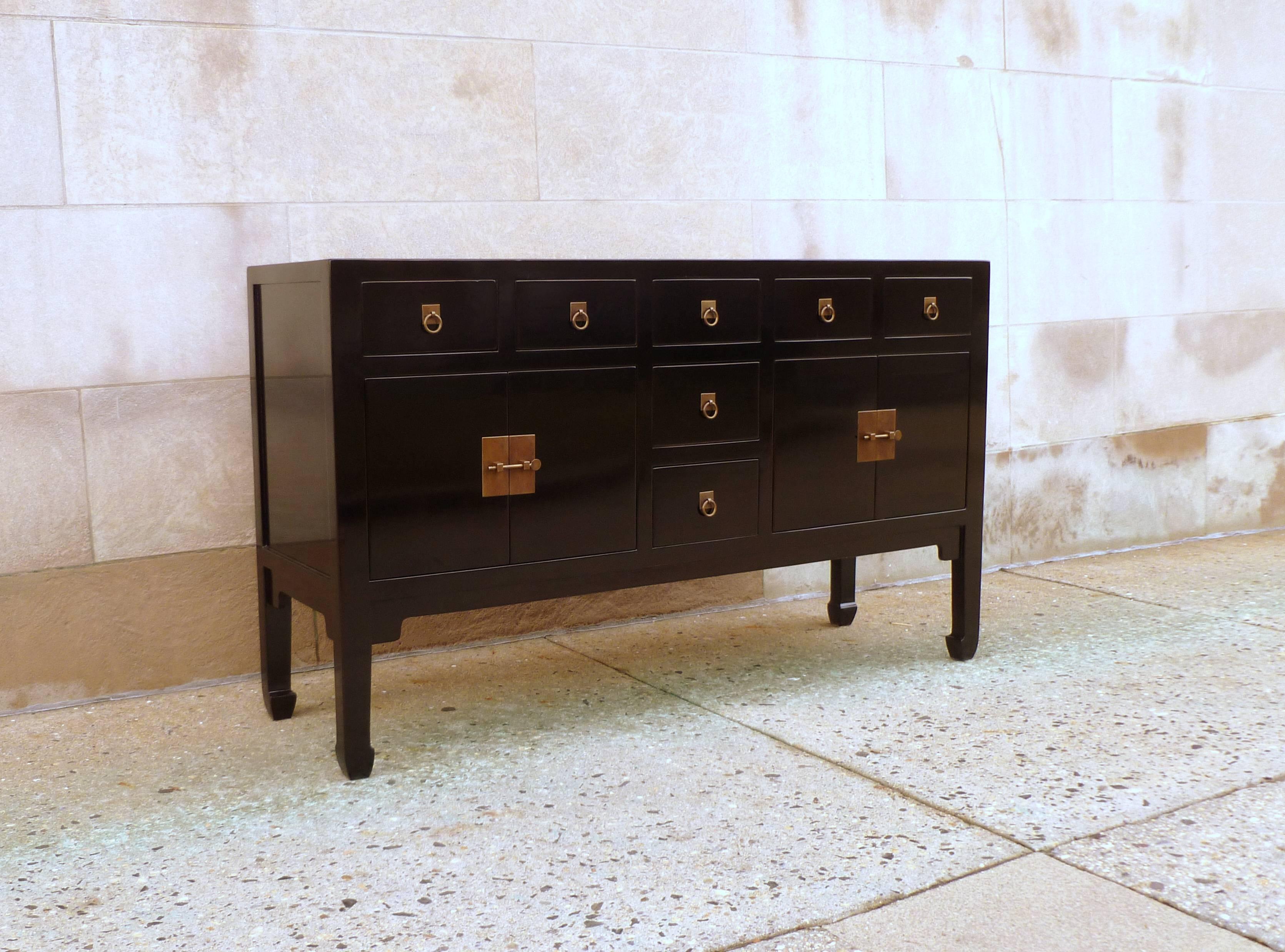 Mid-20th Century Fine Black Lacquer Sideboard with Drawers
