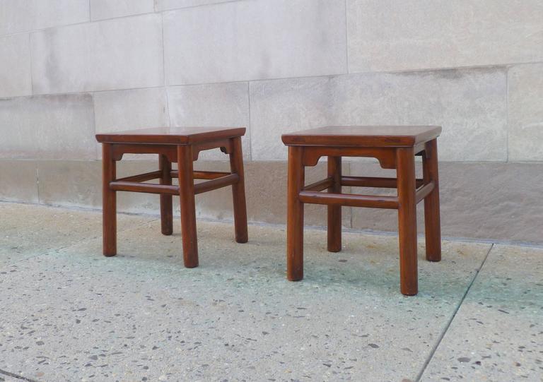 Polished Pair of Jumu End Tables For Sale
