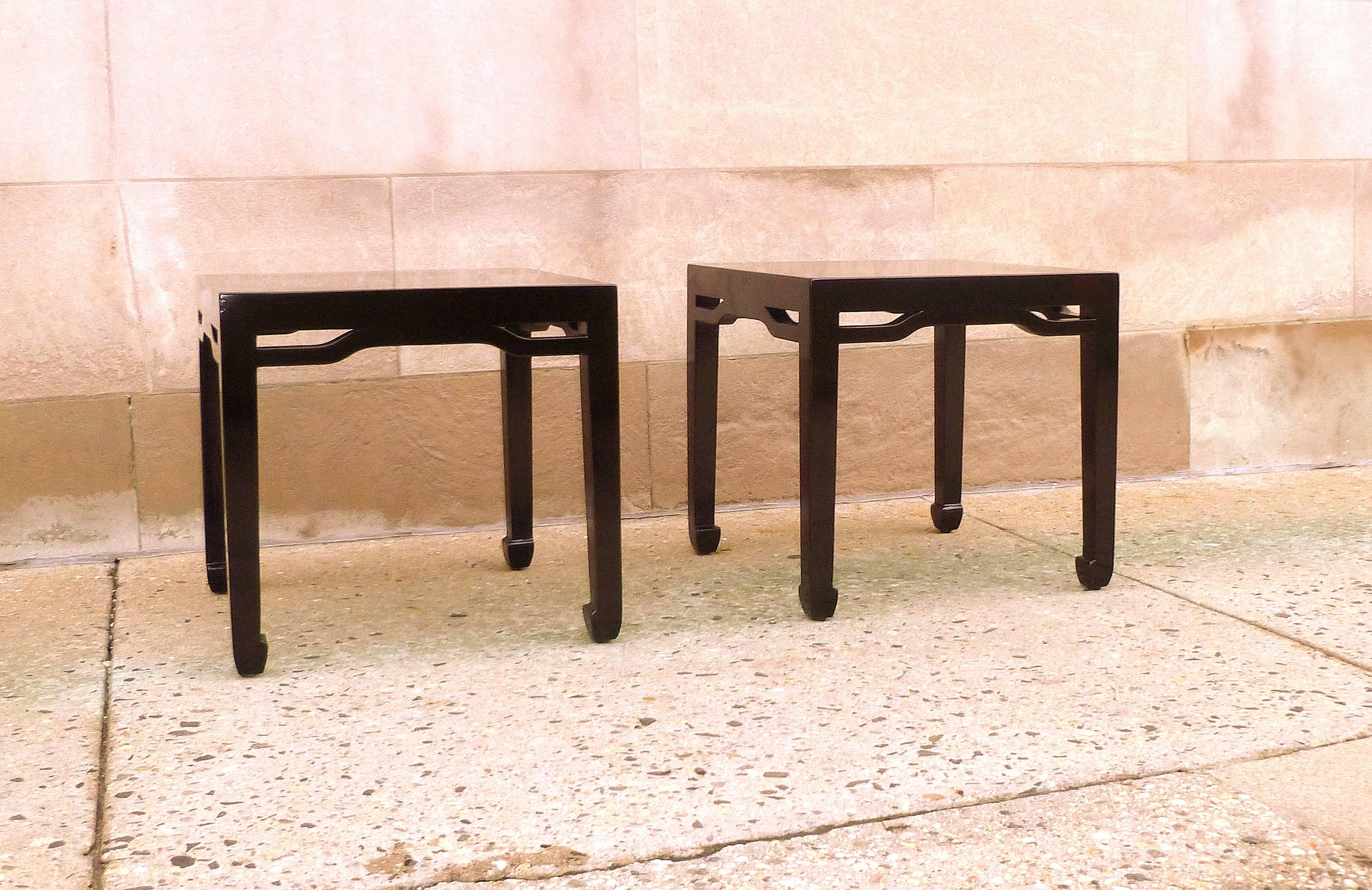 Polished Fine Black Lacquer End Tables