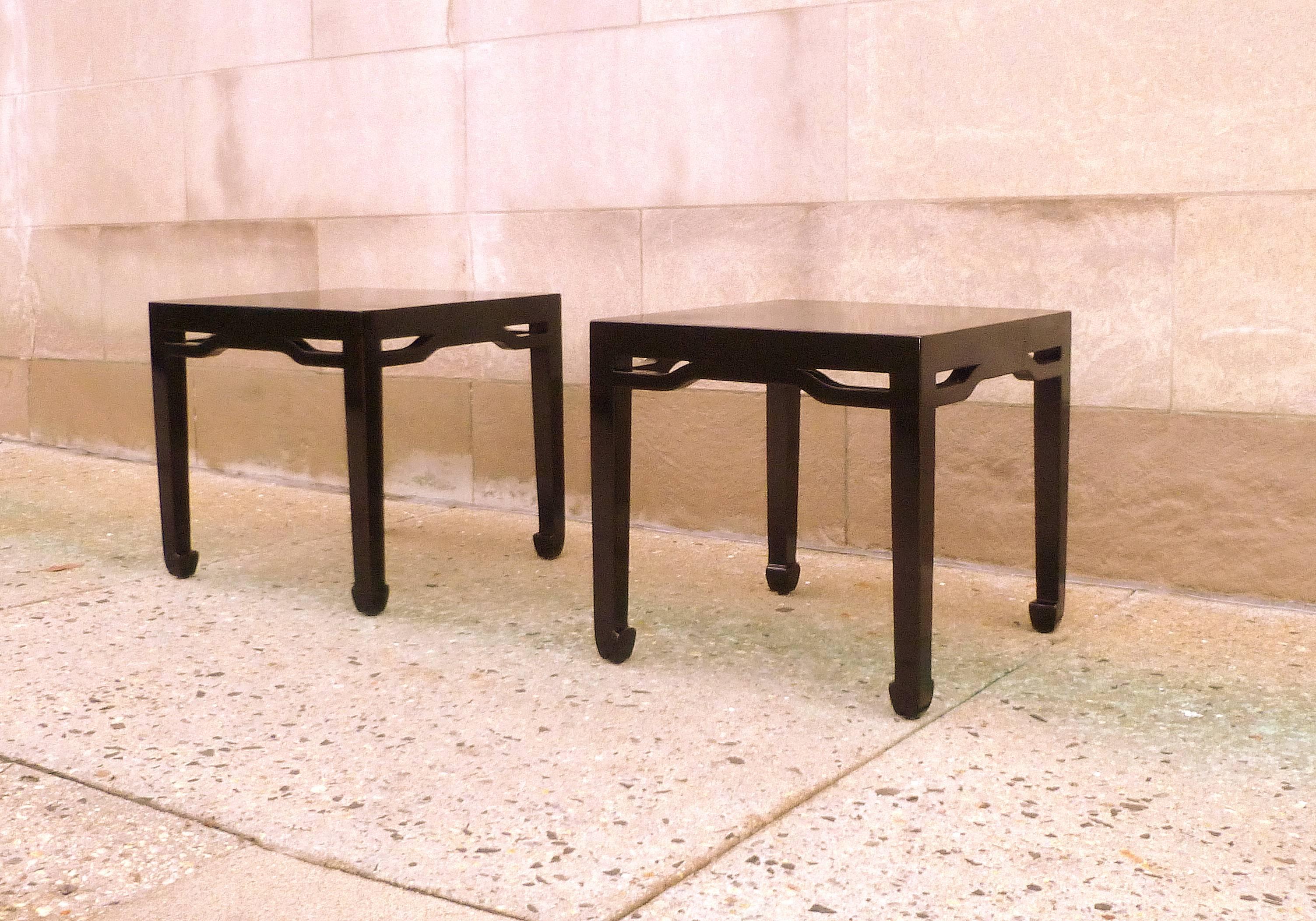 Fine Black Lacquer End Tables In Excellent Condition In Greenwich, CT