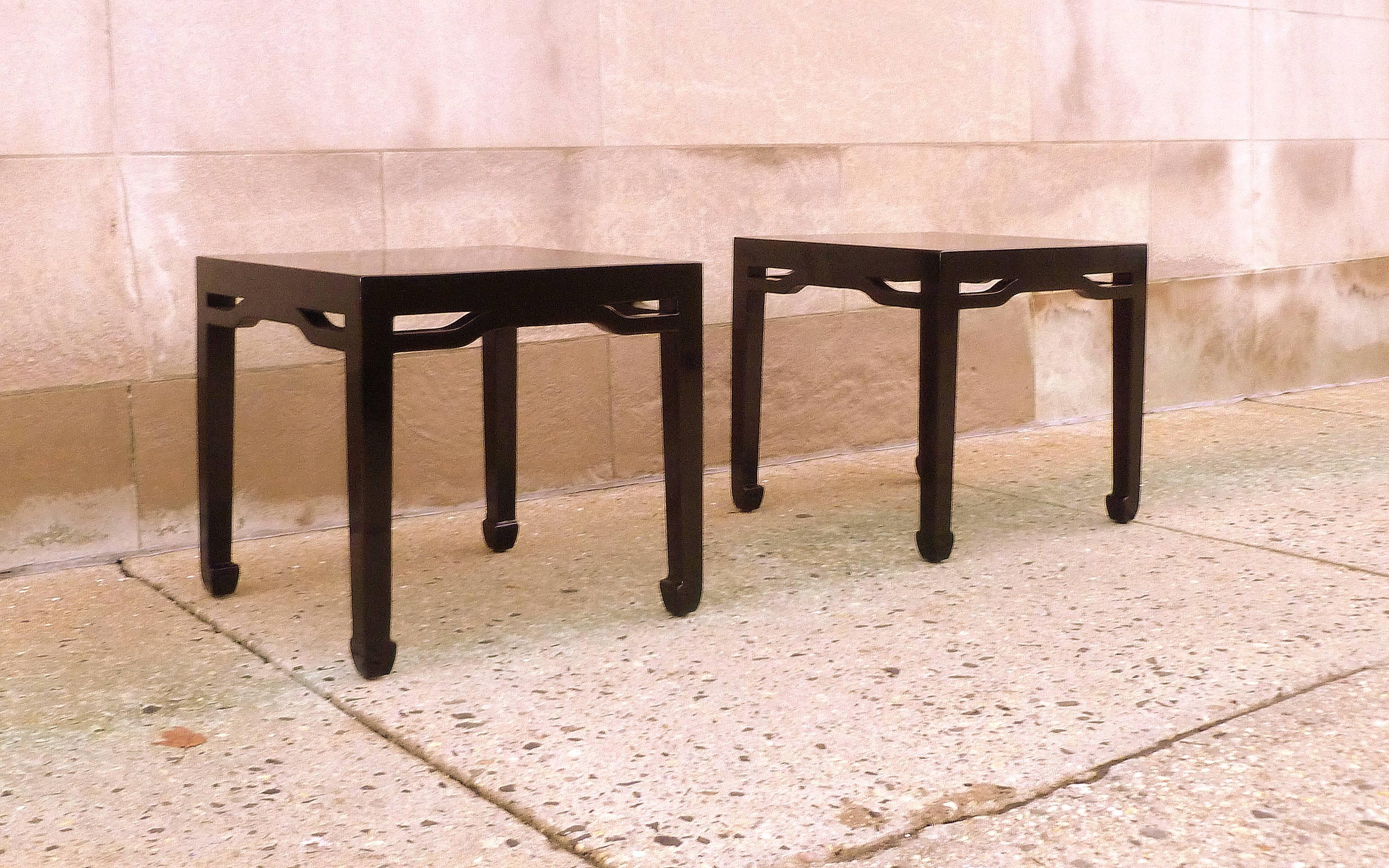 Early 20th Century Fine Black Lacquer End Tables