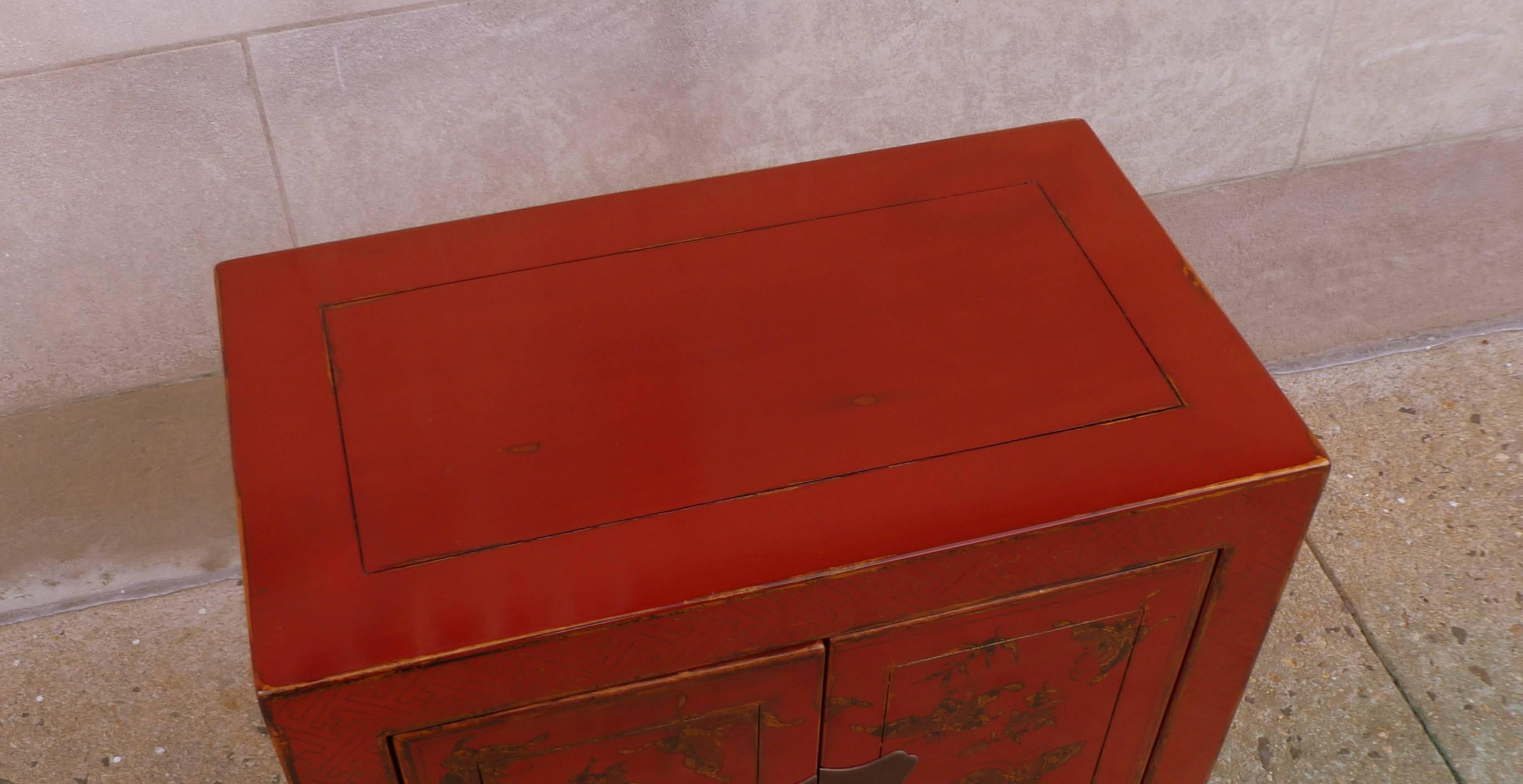 Fine Red Lacquer Chest with Gilt Motif Design 2