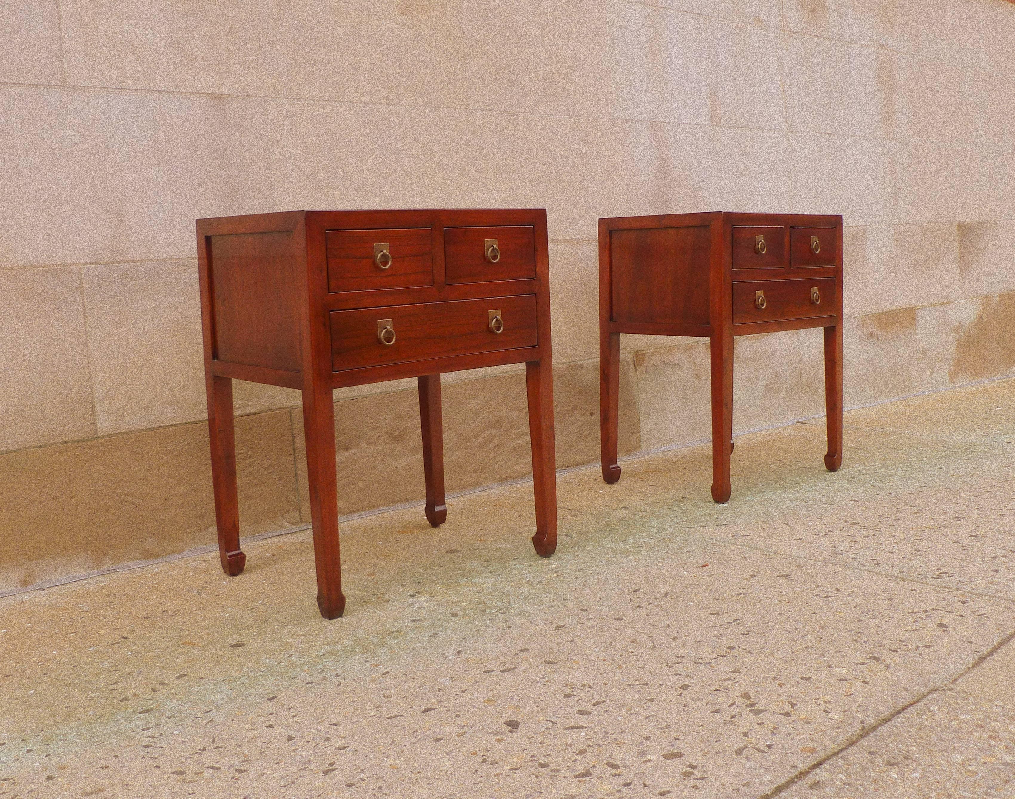 Pair of Fine Jumu End Tables with Drawers In Excellent Condition In Greenwich, CT