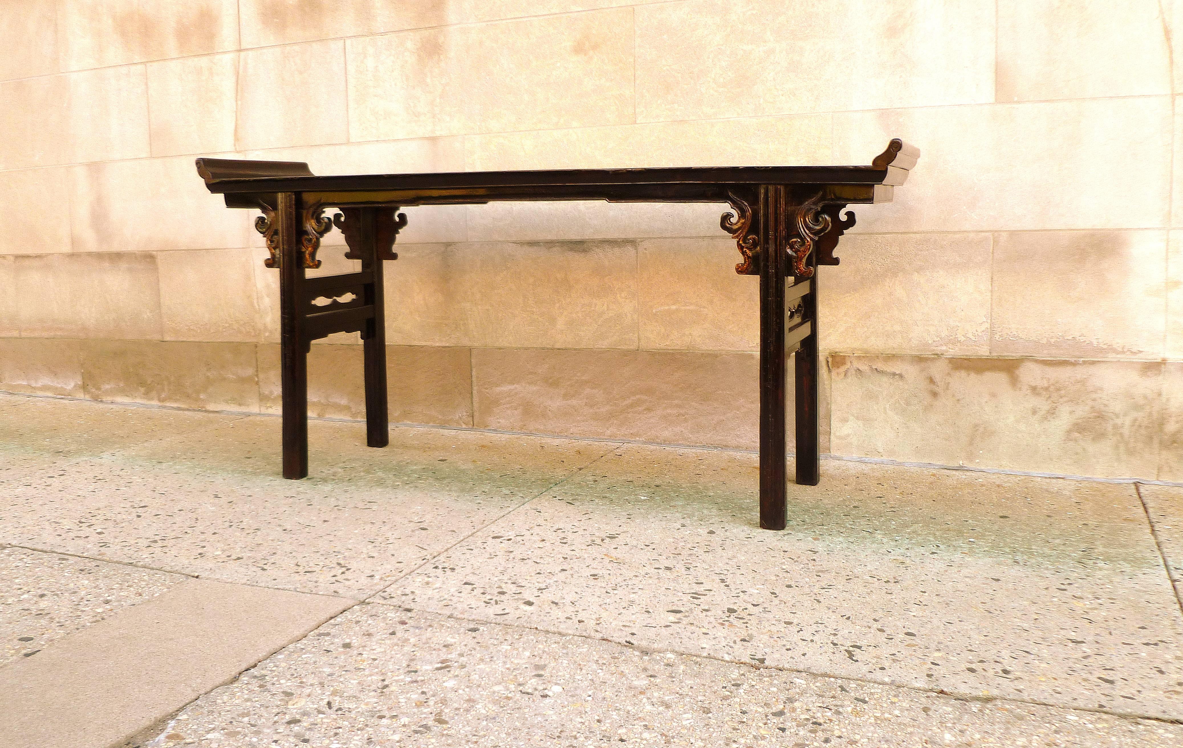 Chinese Black Lacquer Console Table