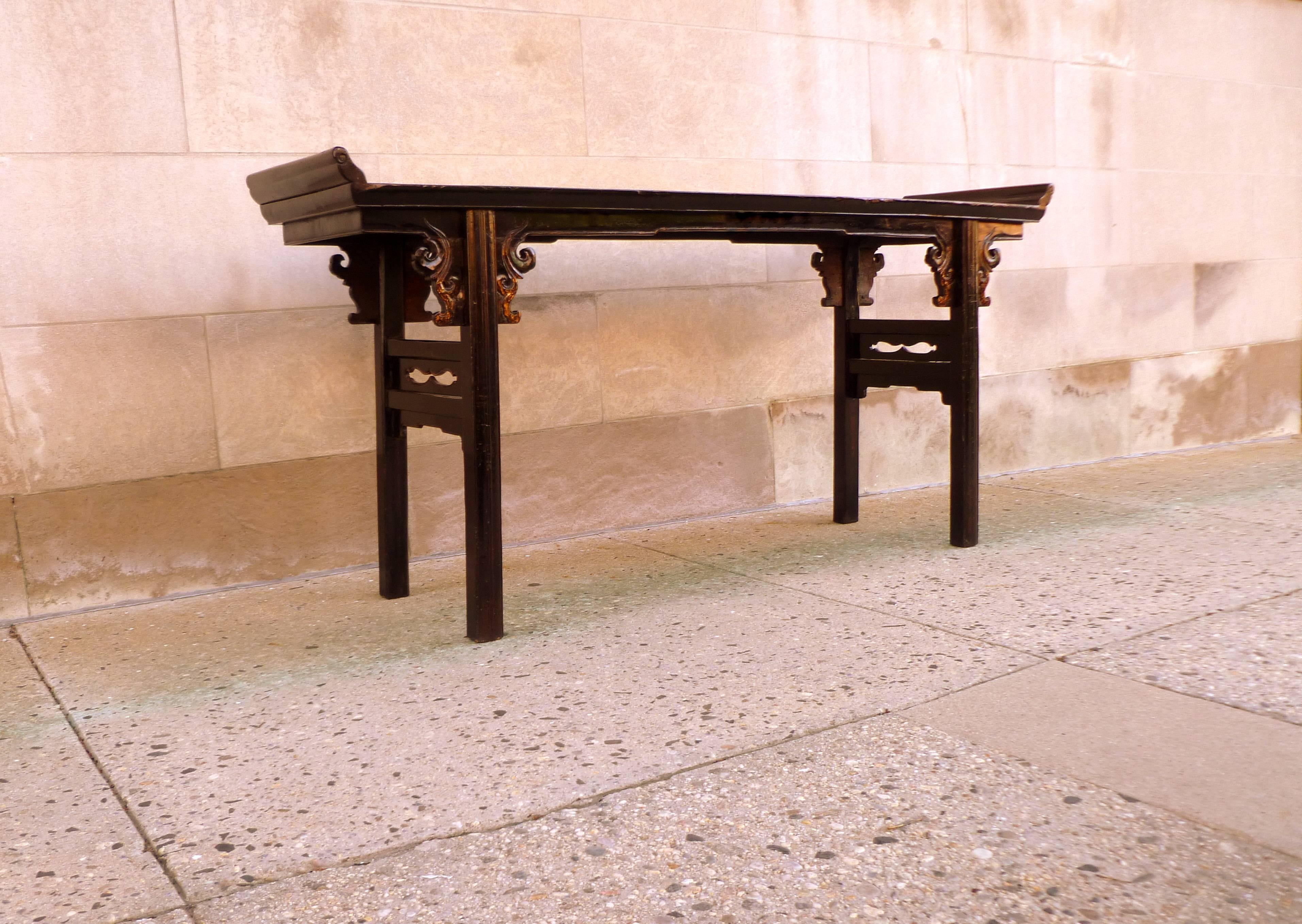 Early 20th Century Black Lacquer Console Table