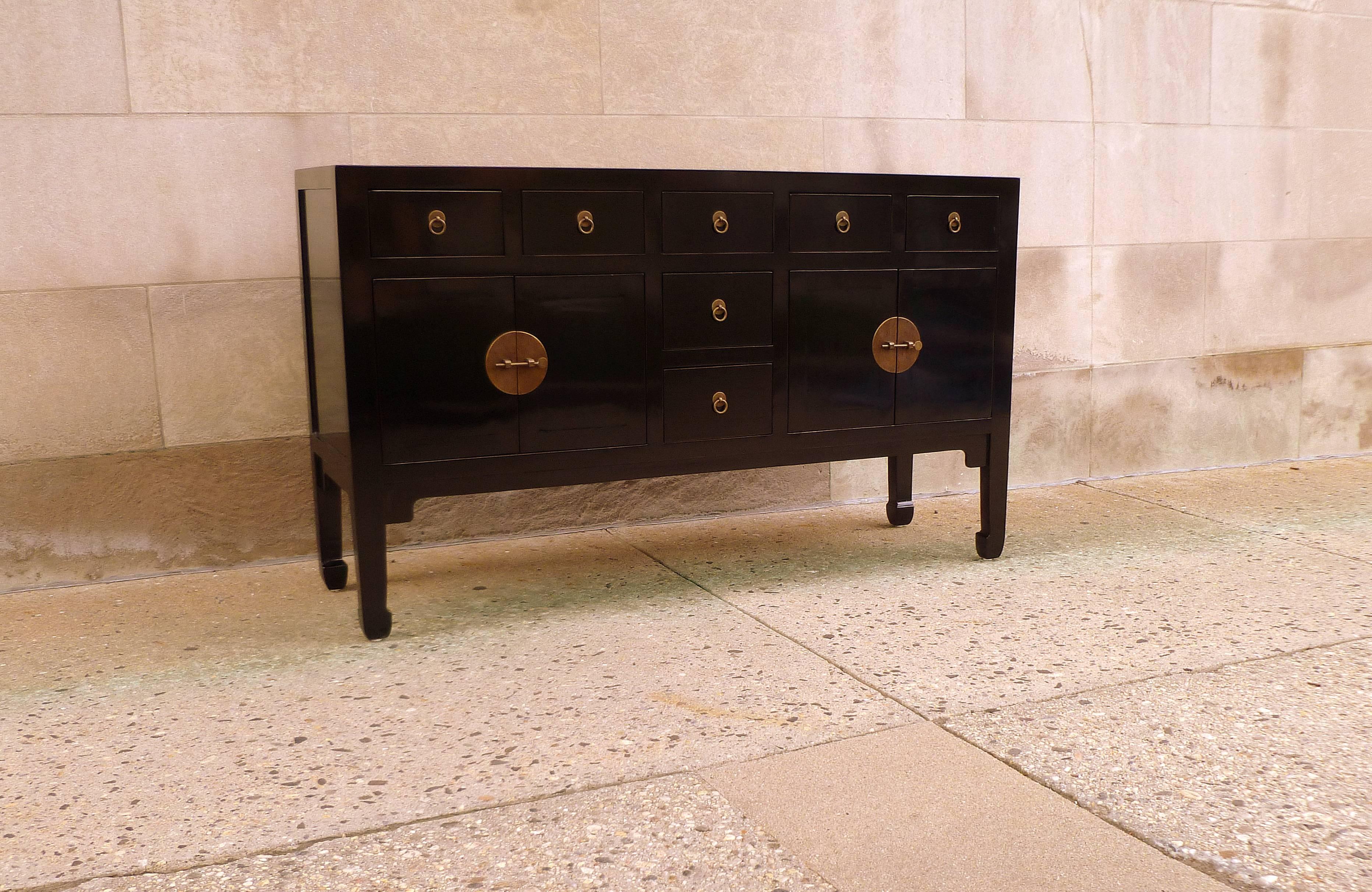 Fine Black Lacquer Sideboard In Excellent Condition In Greenwich, CT