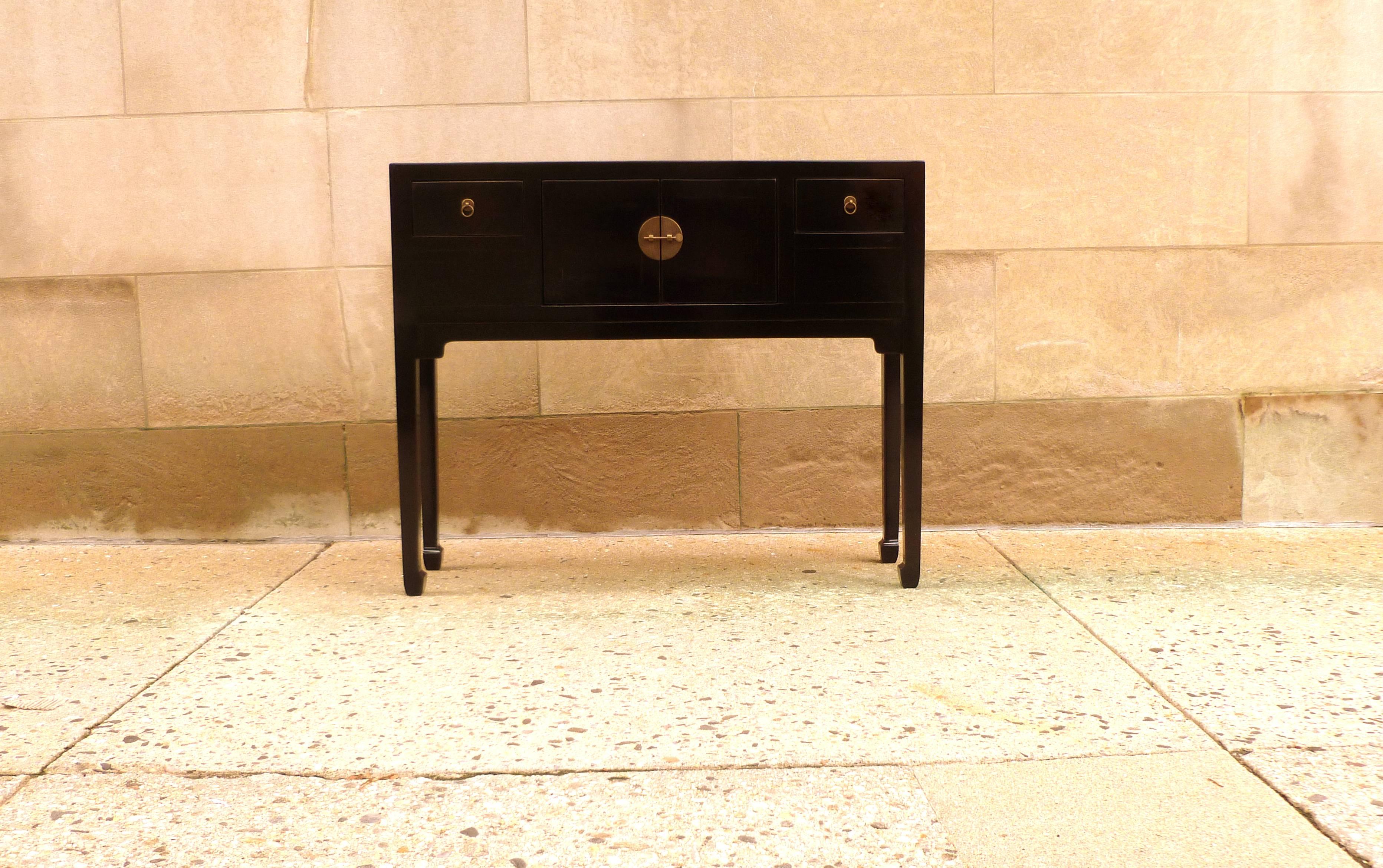 Fine black lacquer console table, very elegant, simple form and beautiful color.  We carry fine quality furniture with elegant finished and has been appeared many times in 