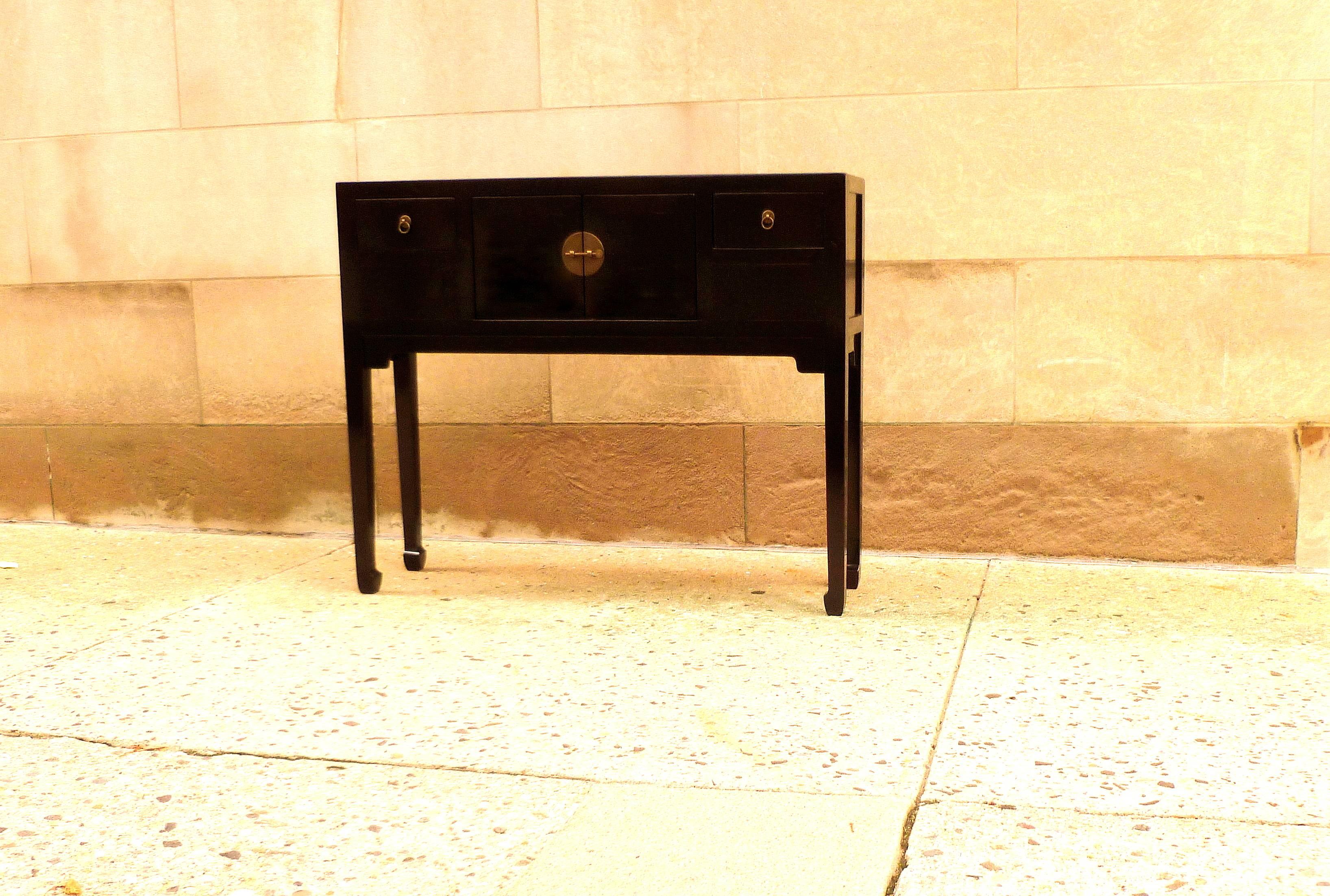 Chinese Fine Black Lacquer Console Table 