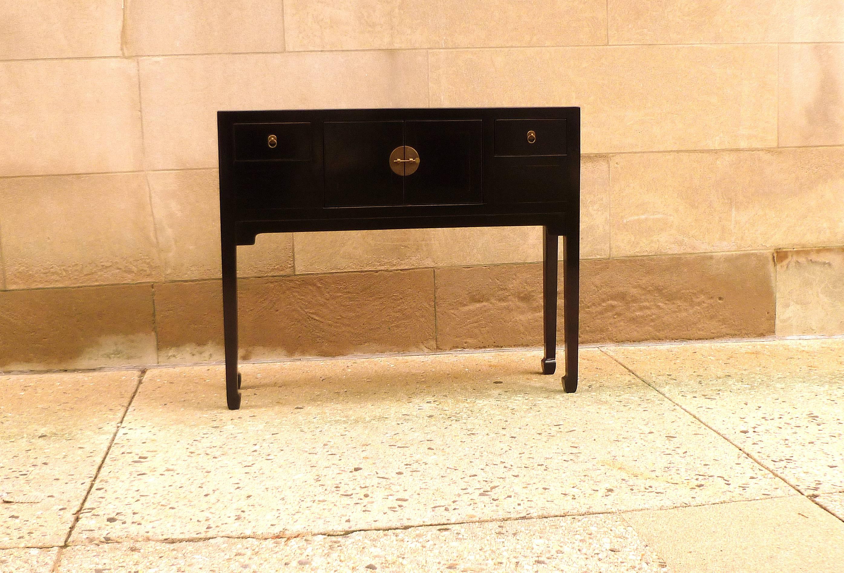 Fine Black Lacquer Console Table  In Excellent Condition In Greenwich, CT