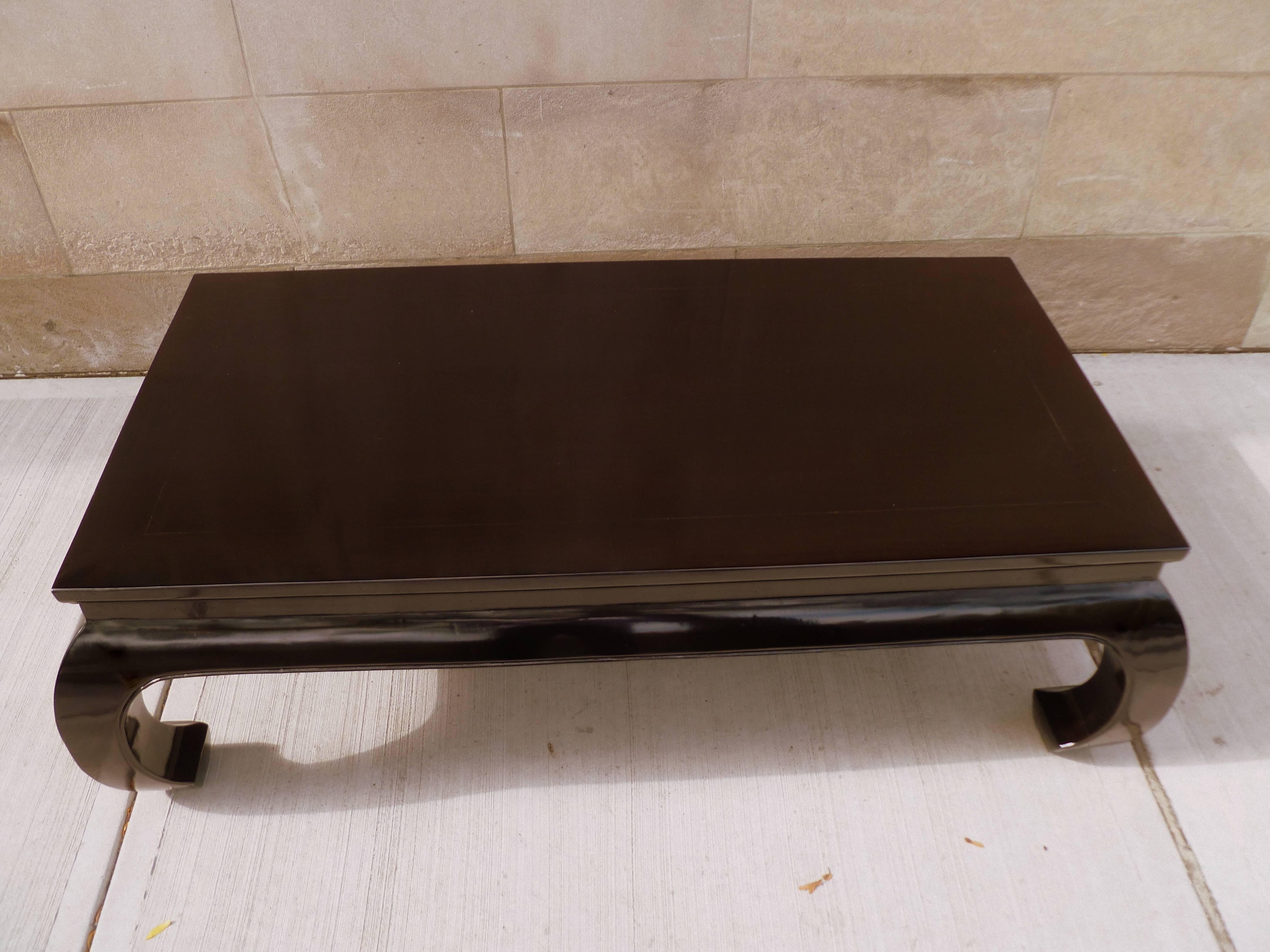 Fine Black Lacquer Low Table In Excellent Condition In Greenwich, CT