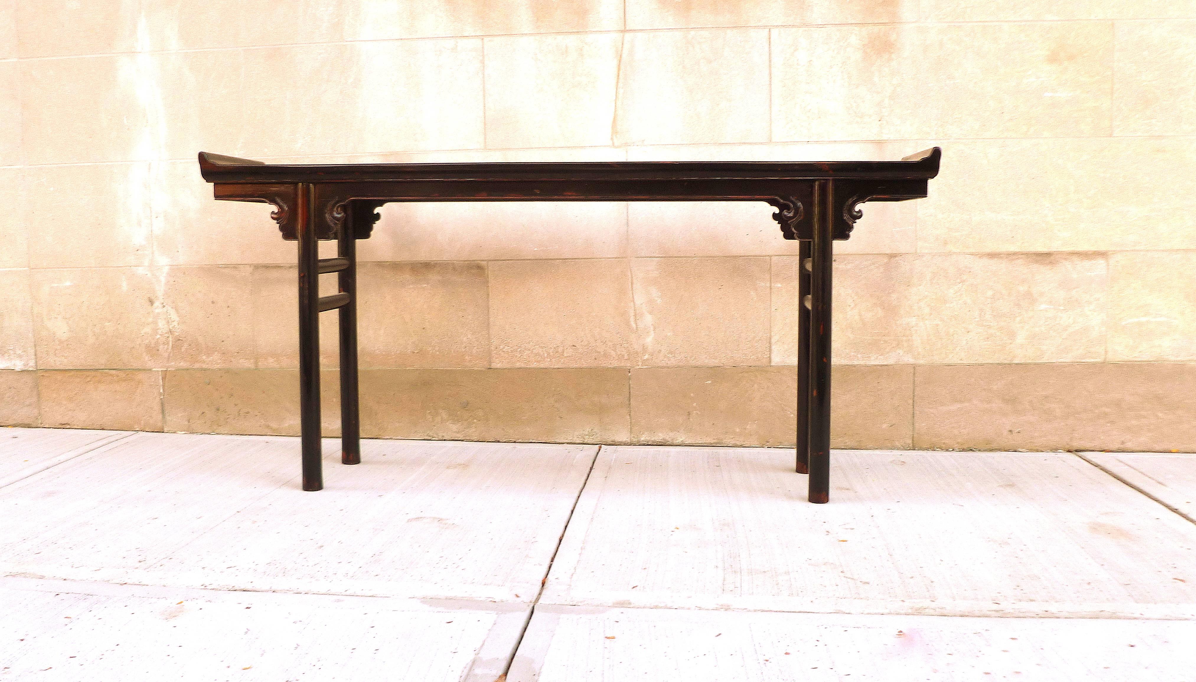 Ming Black Lacquer Console Table or Altar Table