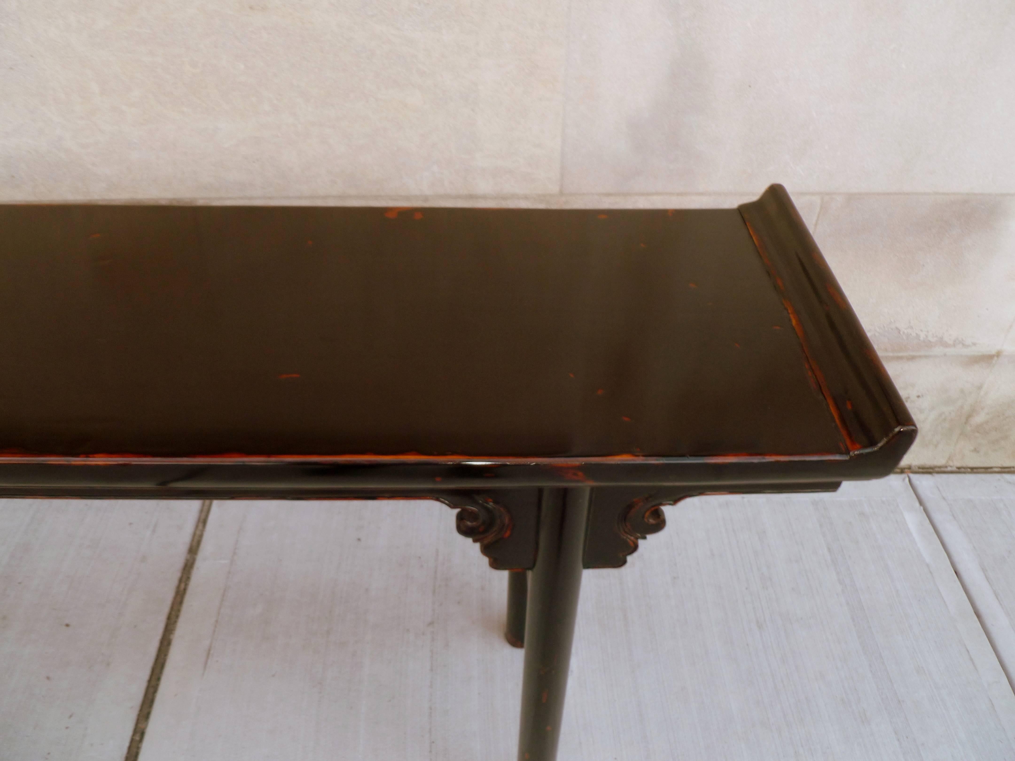 Black Lacquer Console Table or Altar Table 1
