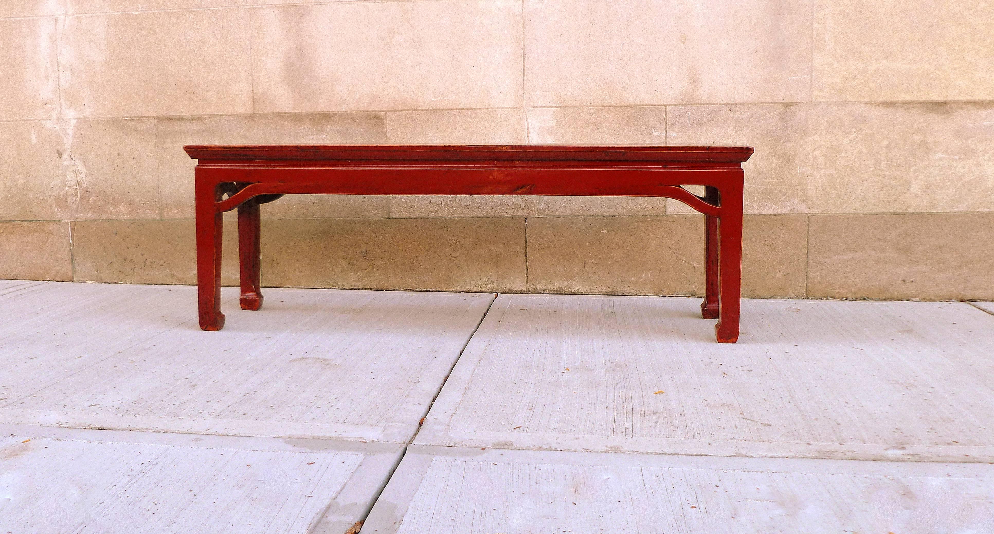 Ming Red Lacquer Bench