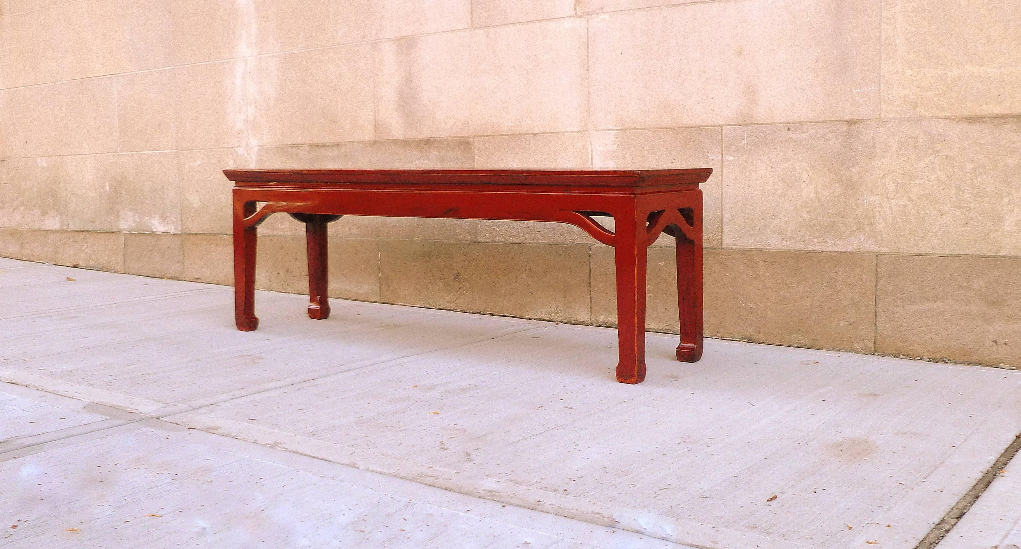 Polished Red Lacquer Bench