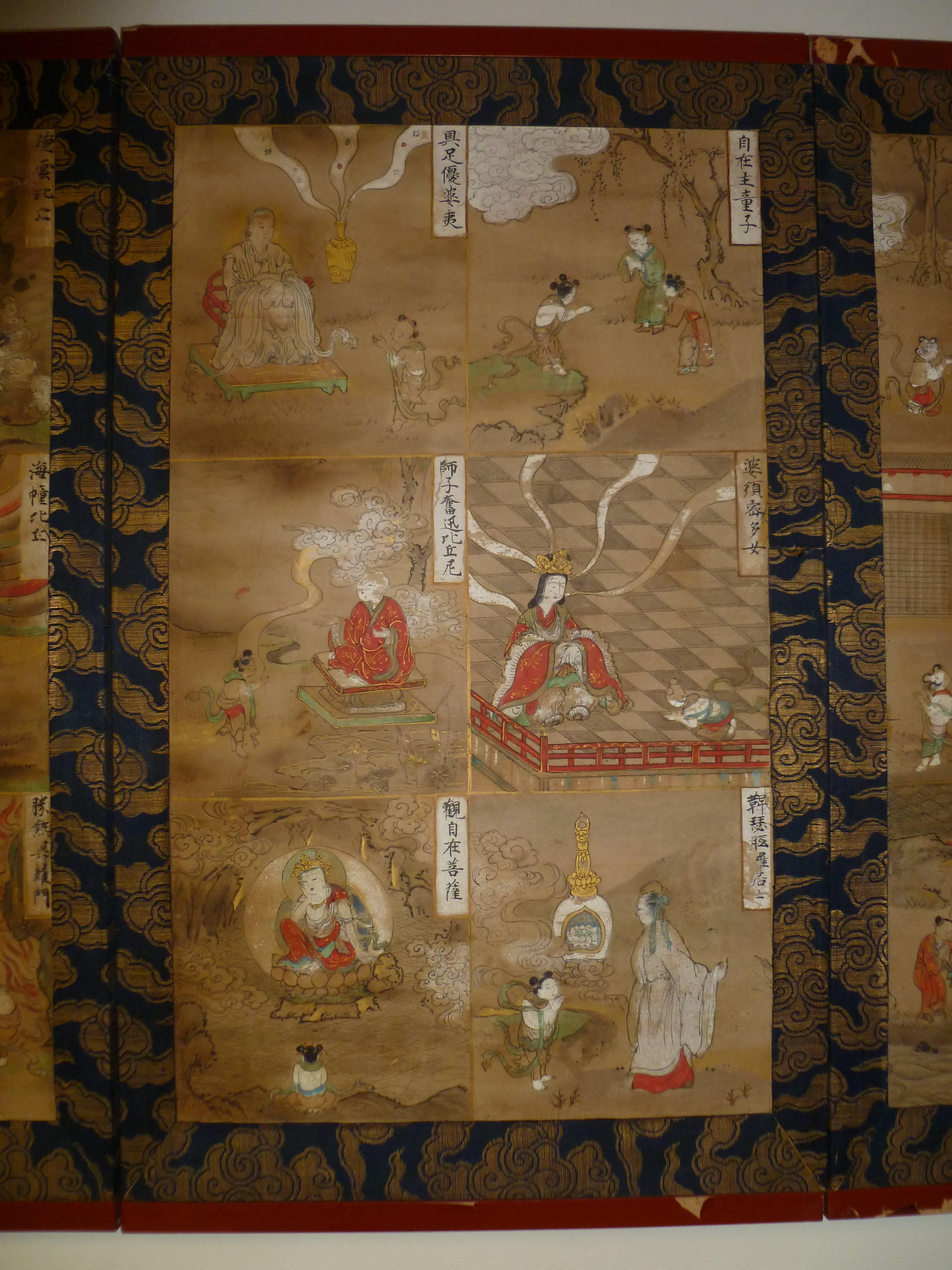 Painted Japanese Buddhist Teaching Painting For Sale