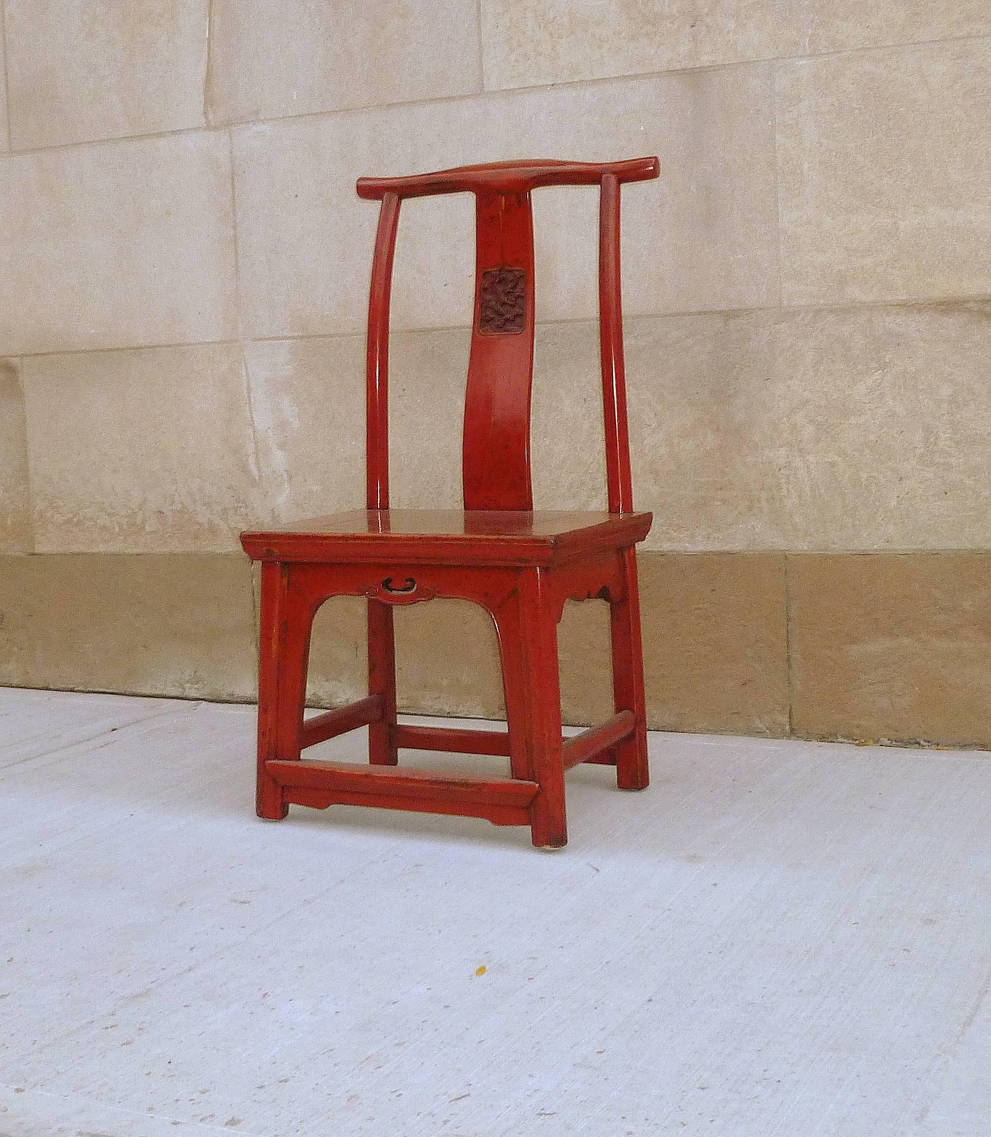 Chinese Red Lacquer Child's Chair