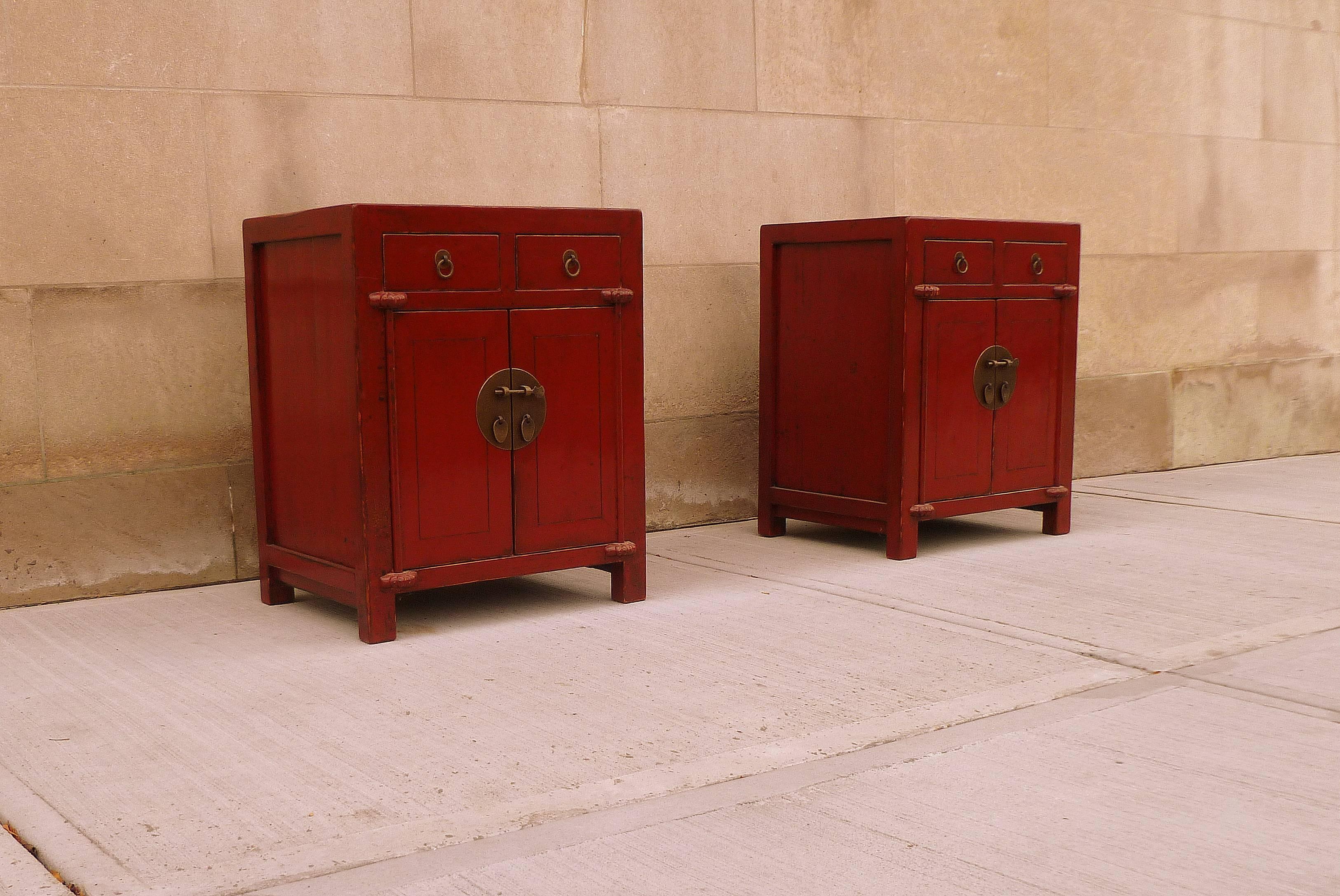 Pair of Red Lacquer Chests 1