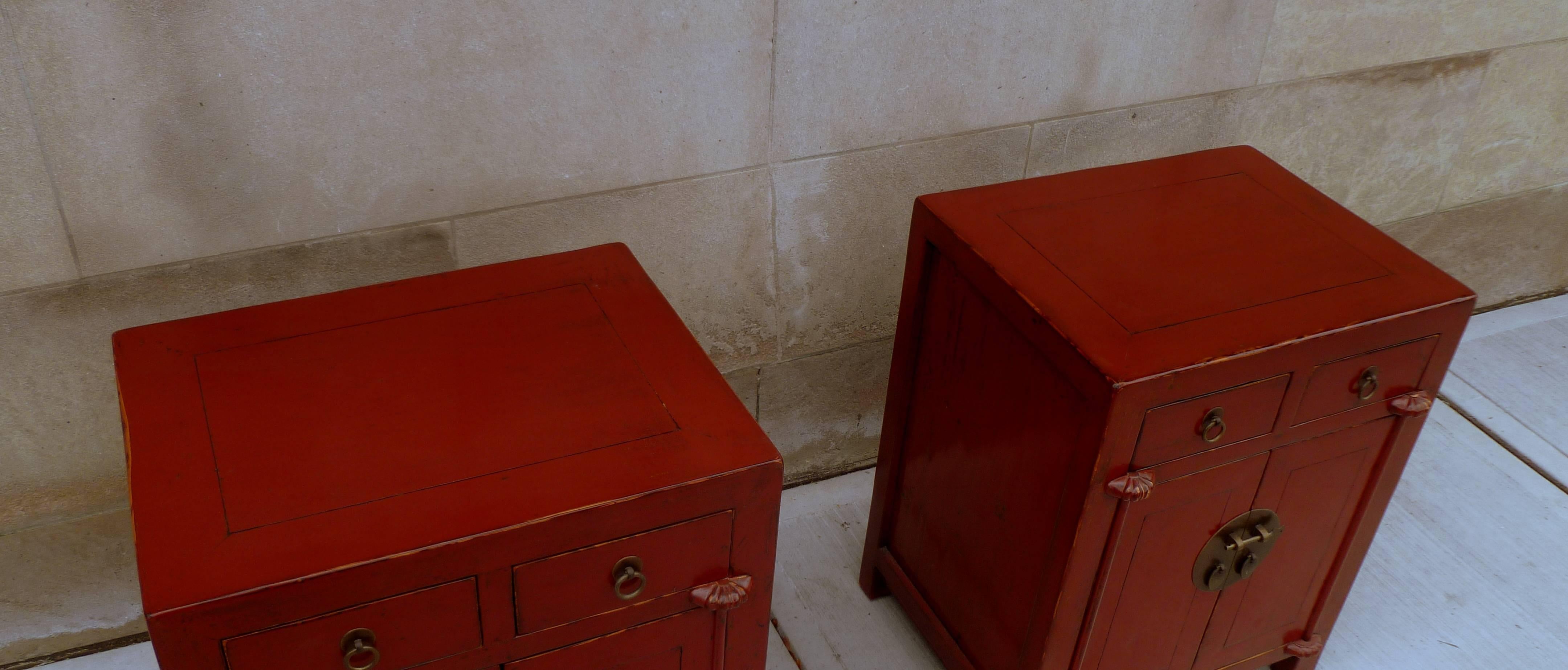 Pair of Red Lacquer Chests 2