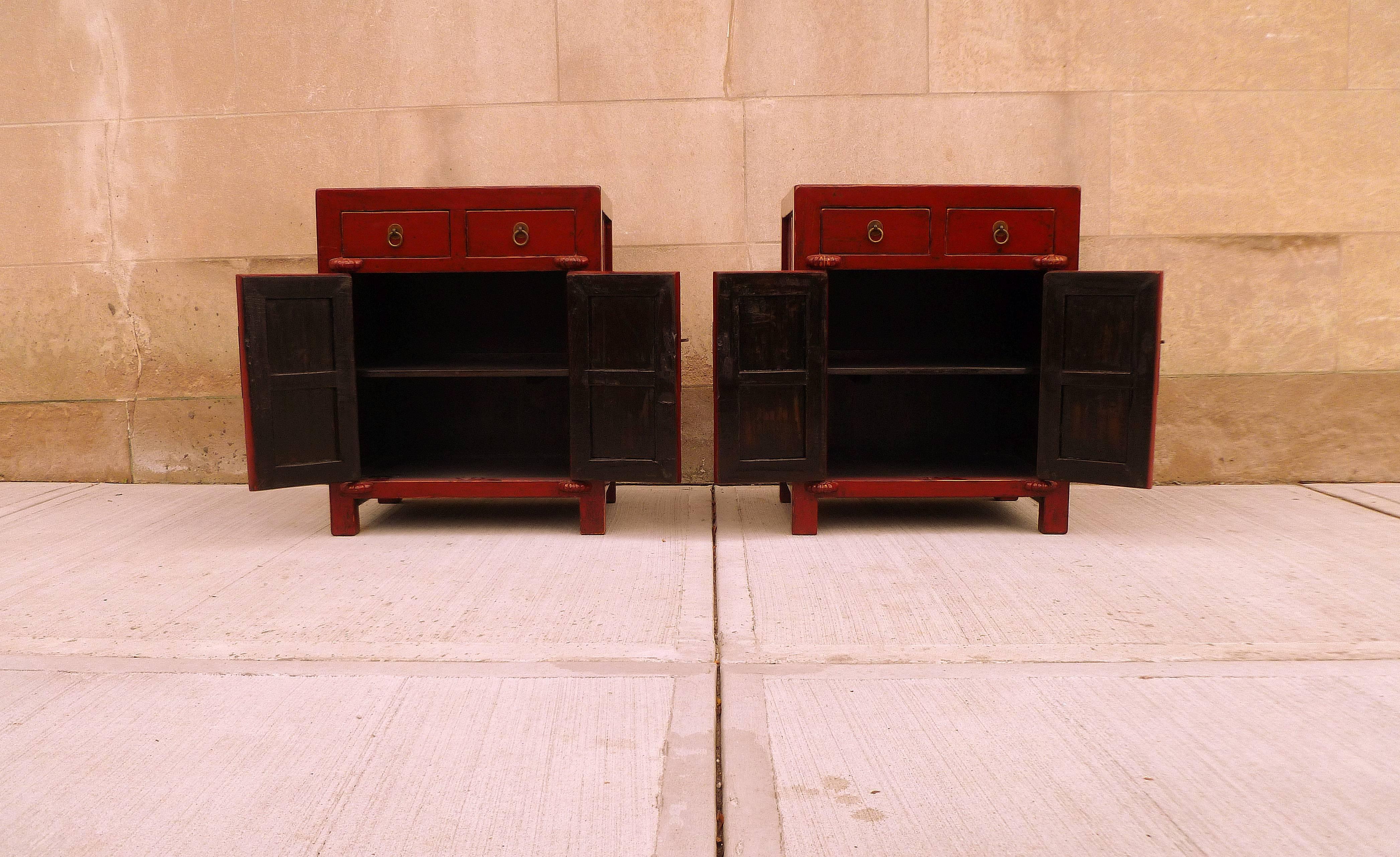 Pair of Red Lacquer Chests 3
